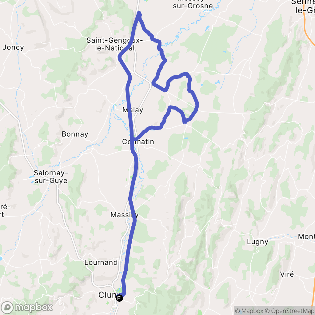 Cluny : carte du parcours de randonnée - France