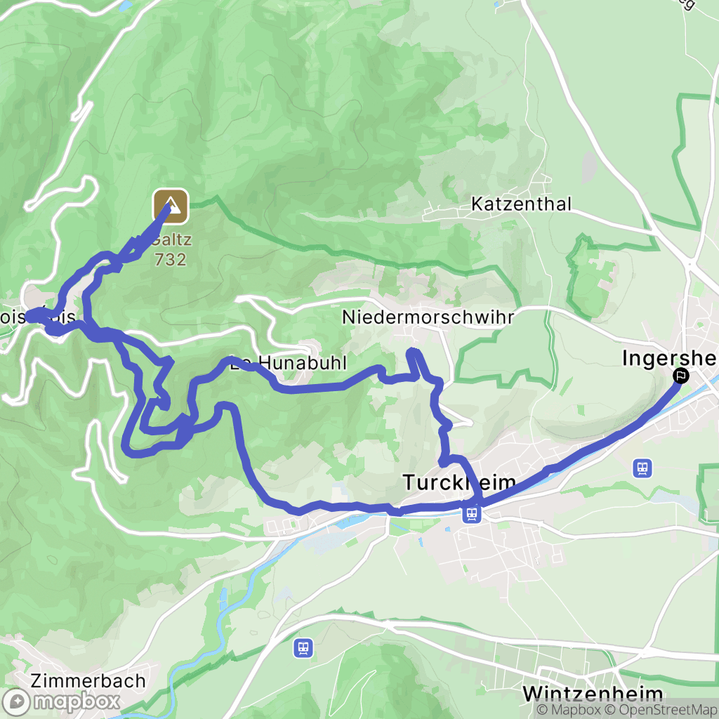 Ingersheim : carte du parcours de randonnée - France