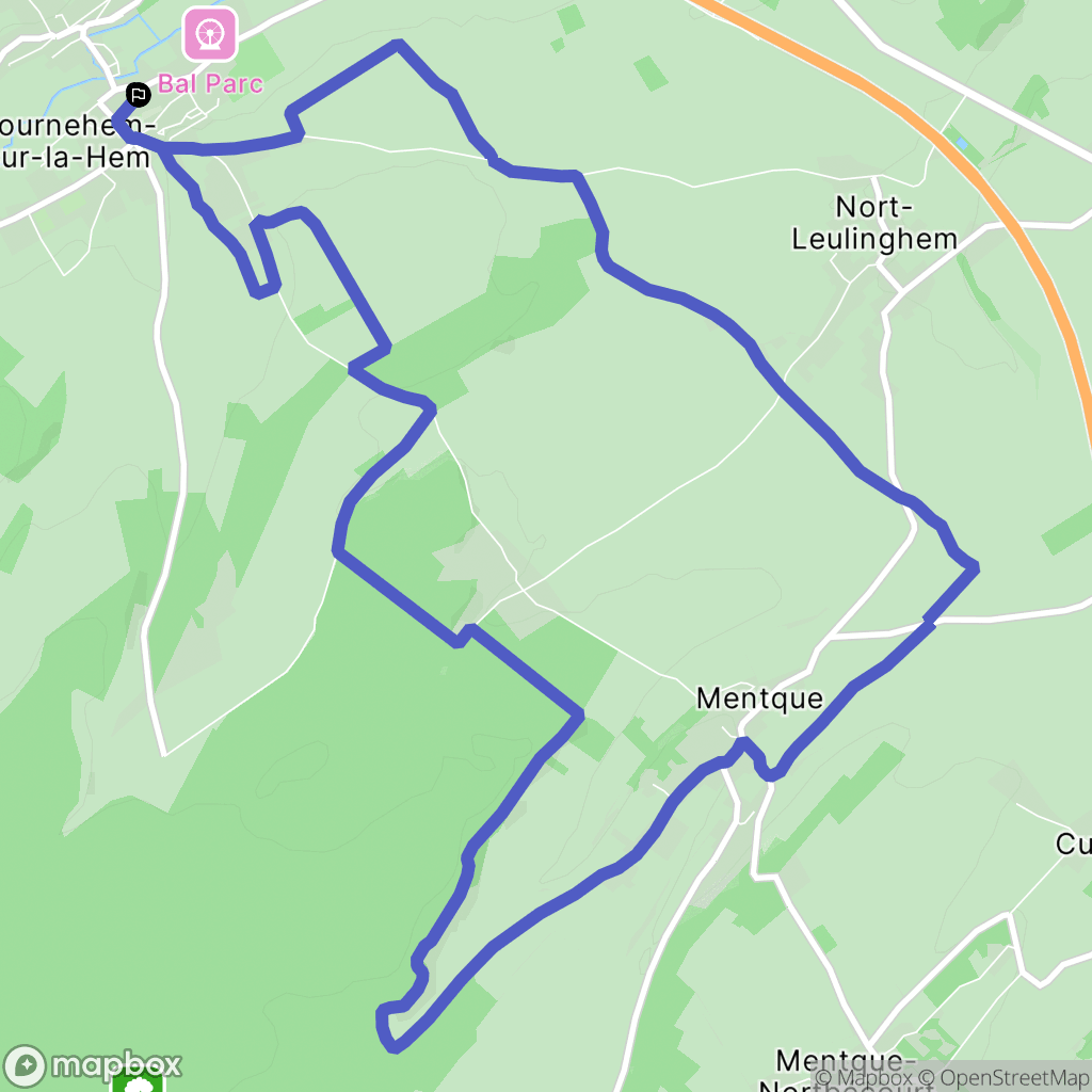 Tournehem-sur-la-Hem : carte du parcours de randonnée - France