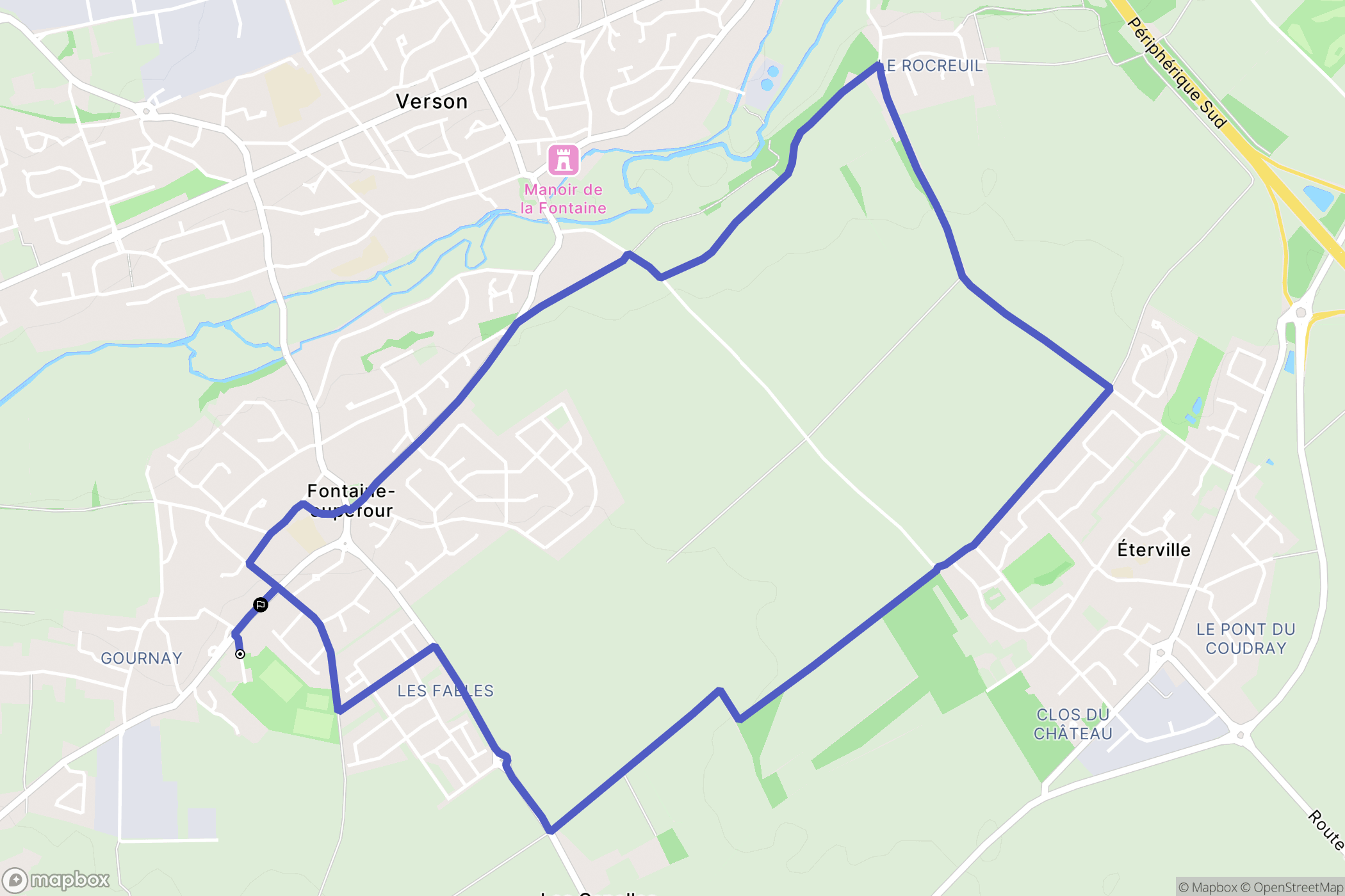 Fontaine-Étoupefour : carte du parcours de randonnée - France