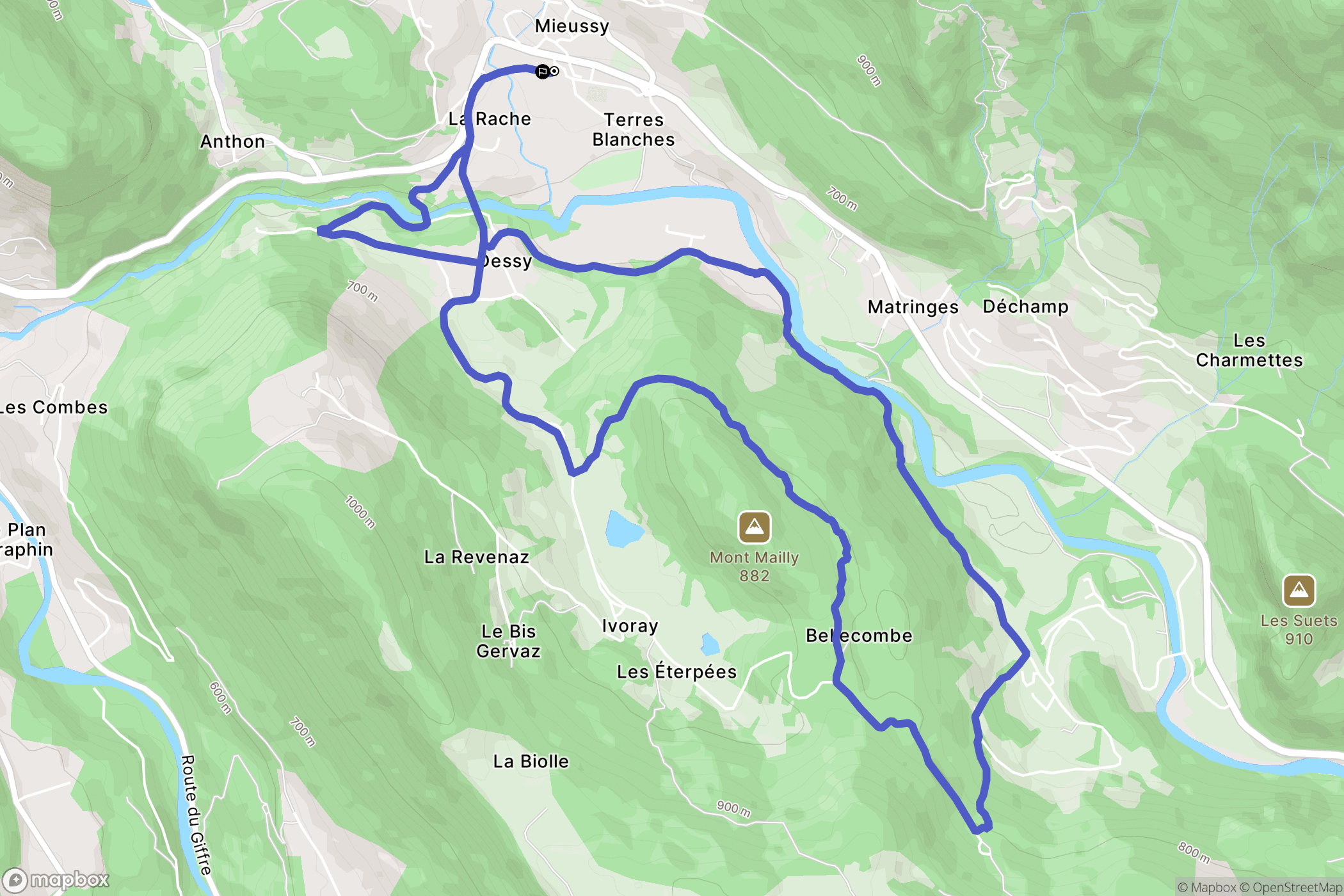 Mieussy : carte du parcours de randonnée - France