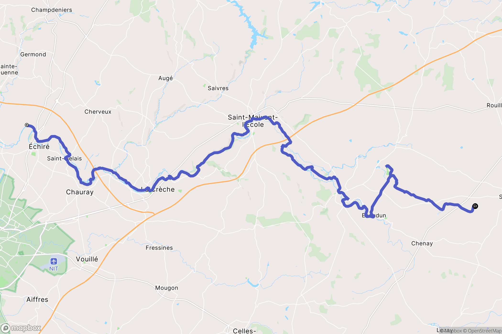 Échiré : carte du parcours de randonnée - France