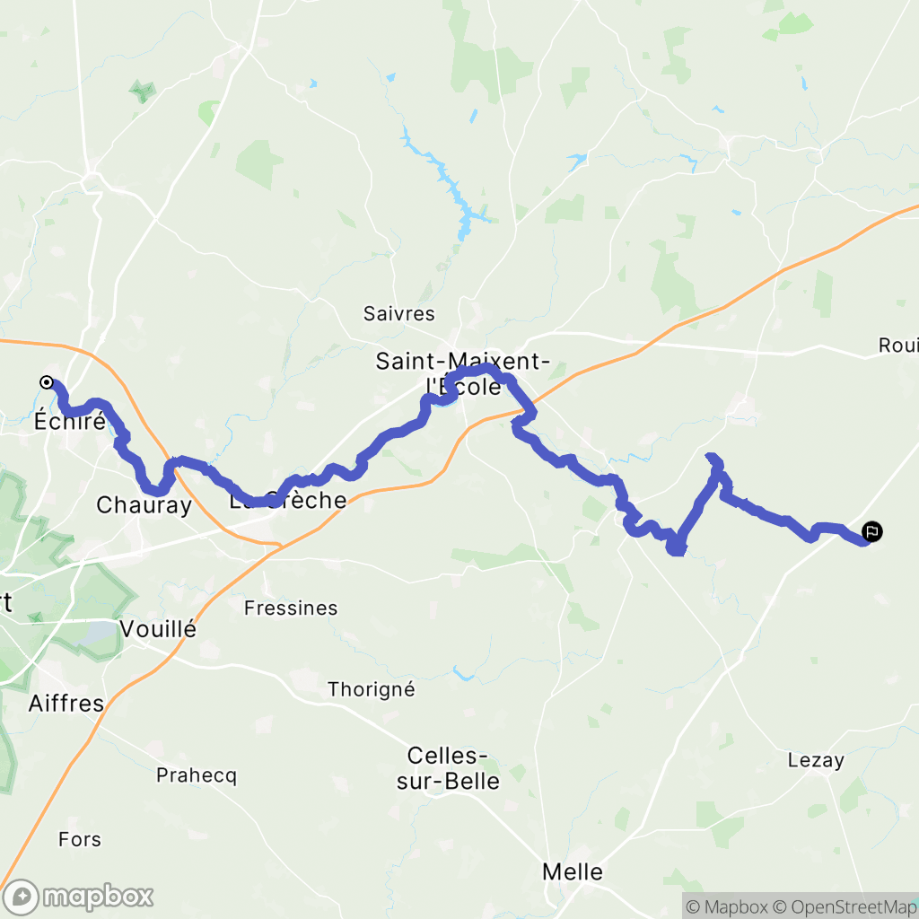 Échiré : carte du parcours de randonnée - France