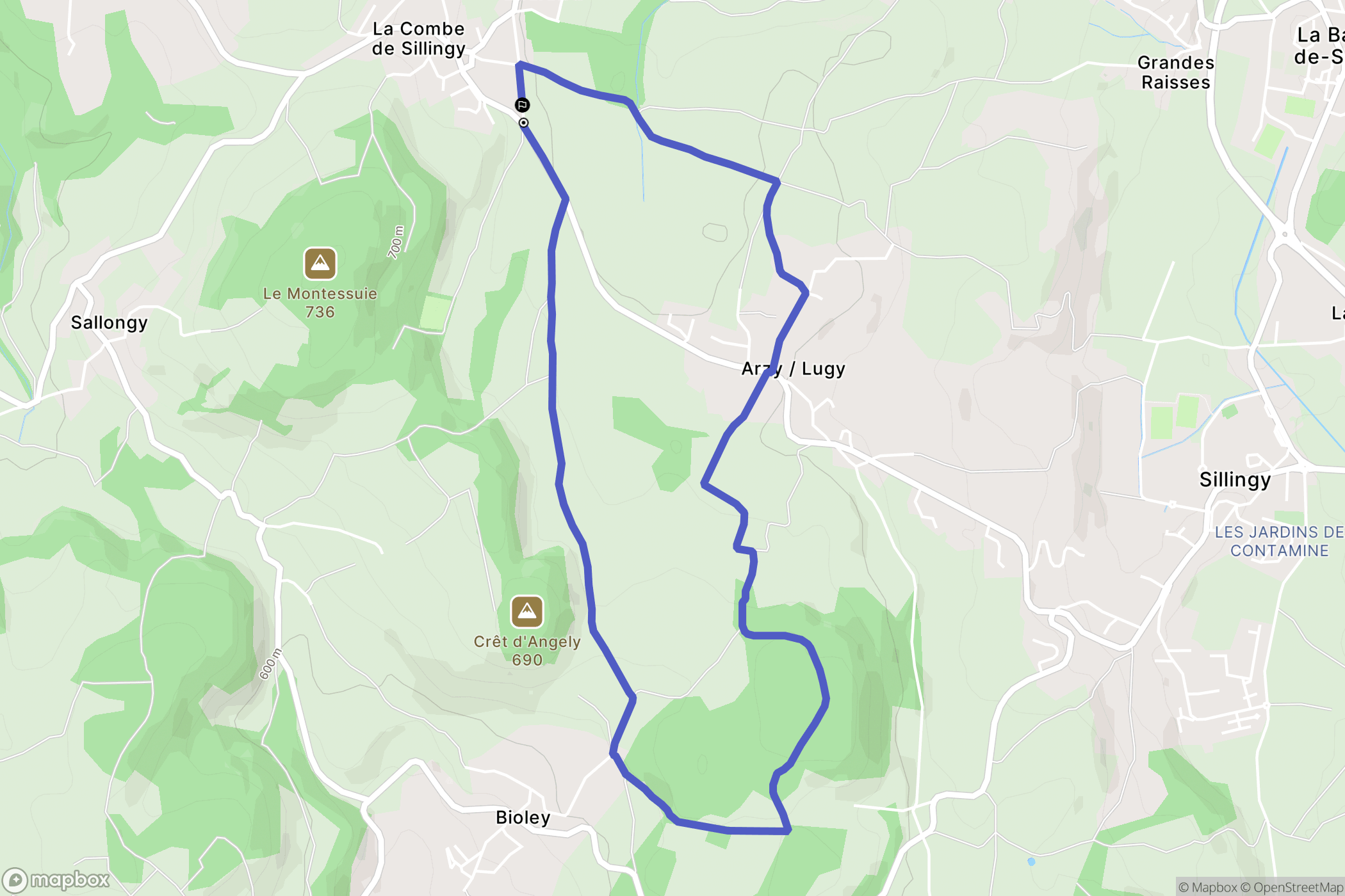 Sillingy : carte du parcours de randonnée - France