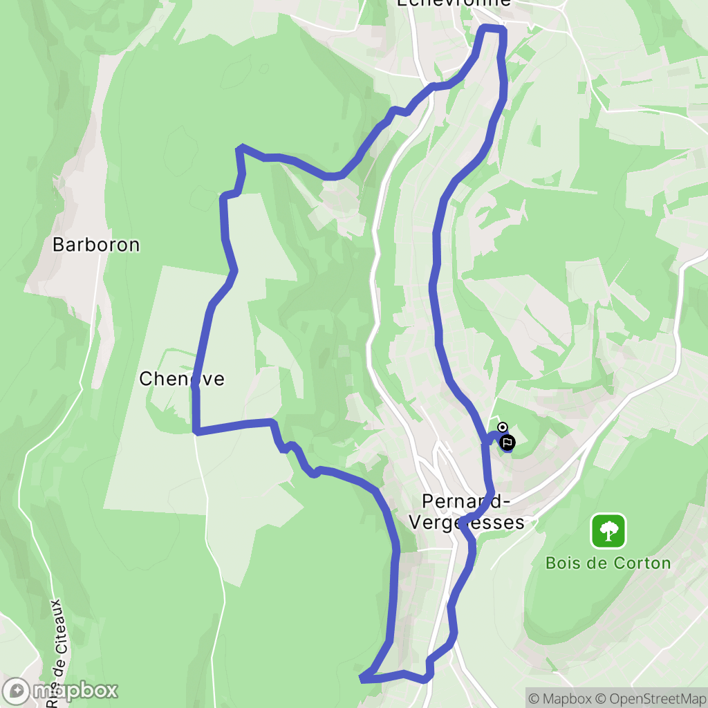 Pernand-Vergelesses : carte du parcours de randonnée - France