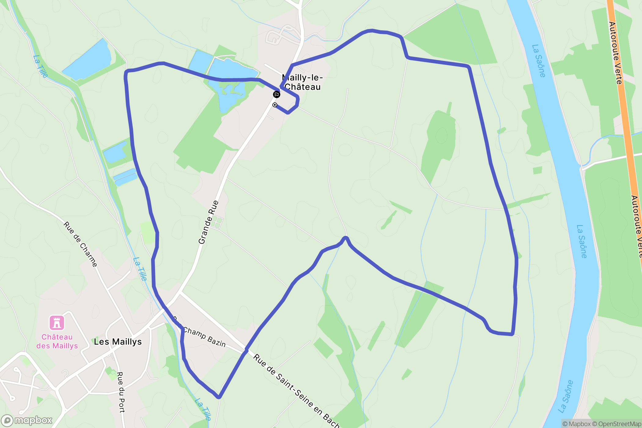 Les Maillys : carte du parcours de randonnée - France