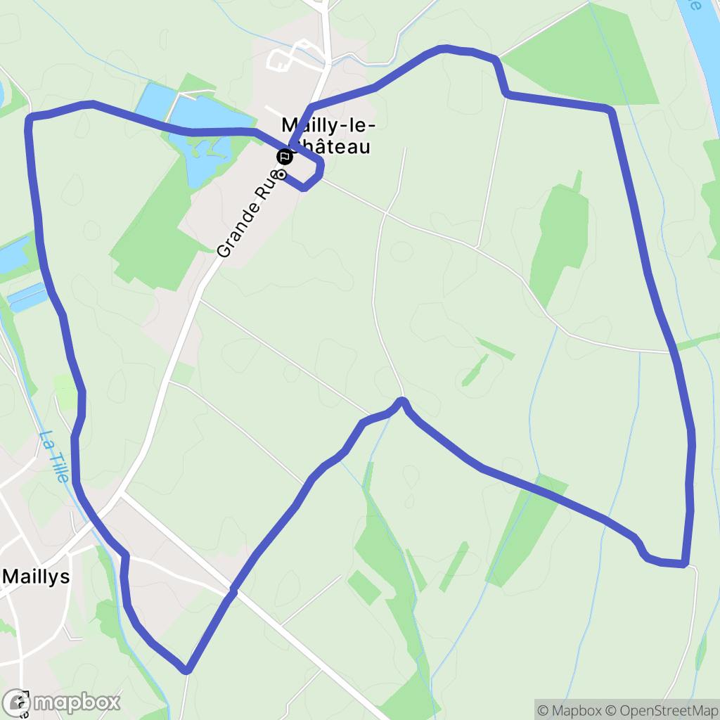 Les Maillys : carte du parcours de randonnée - France