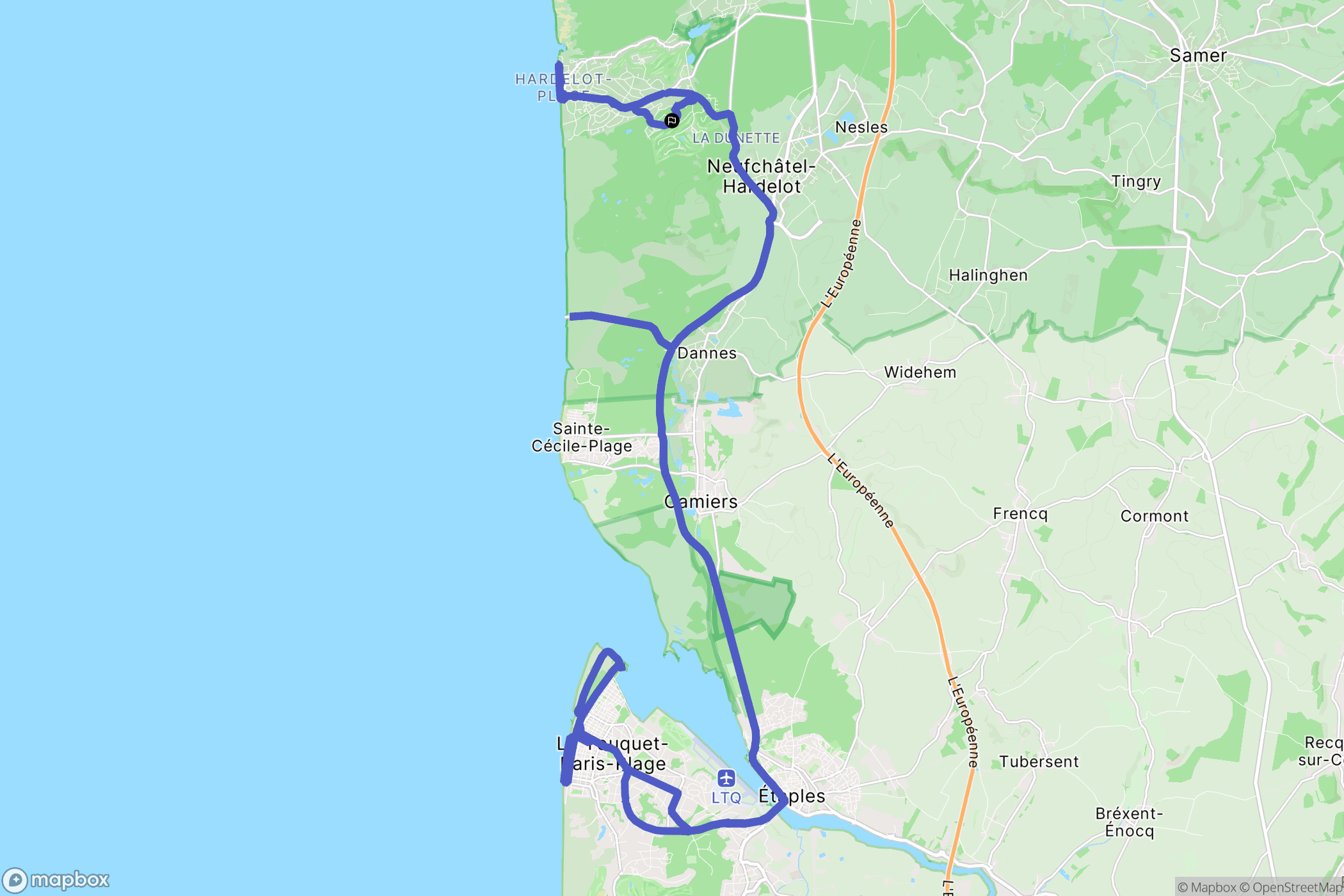 Neufchâtel-Hardelot : carte du parcours de randonnée - France