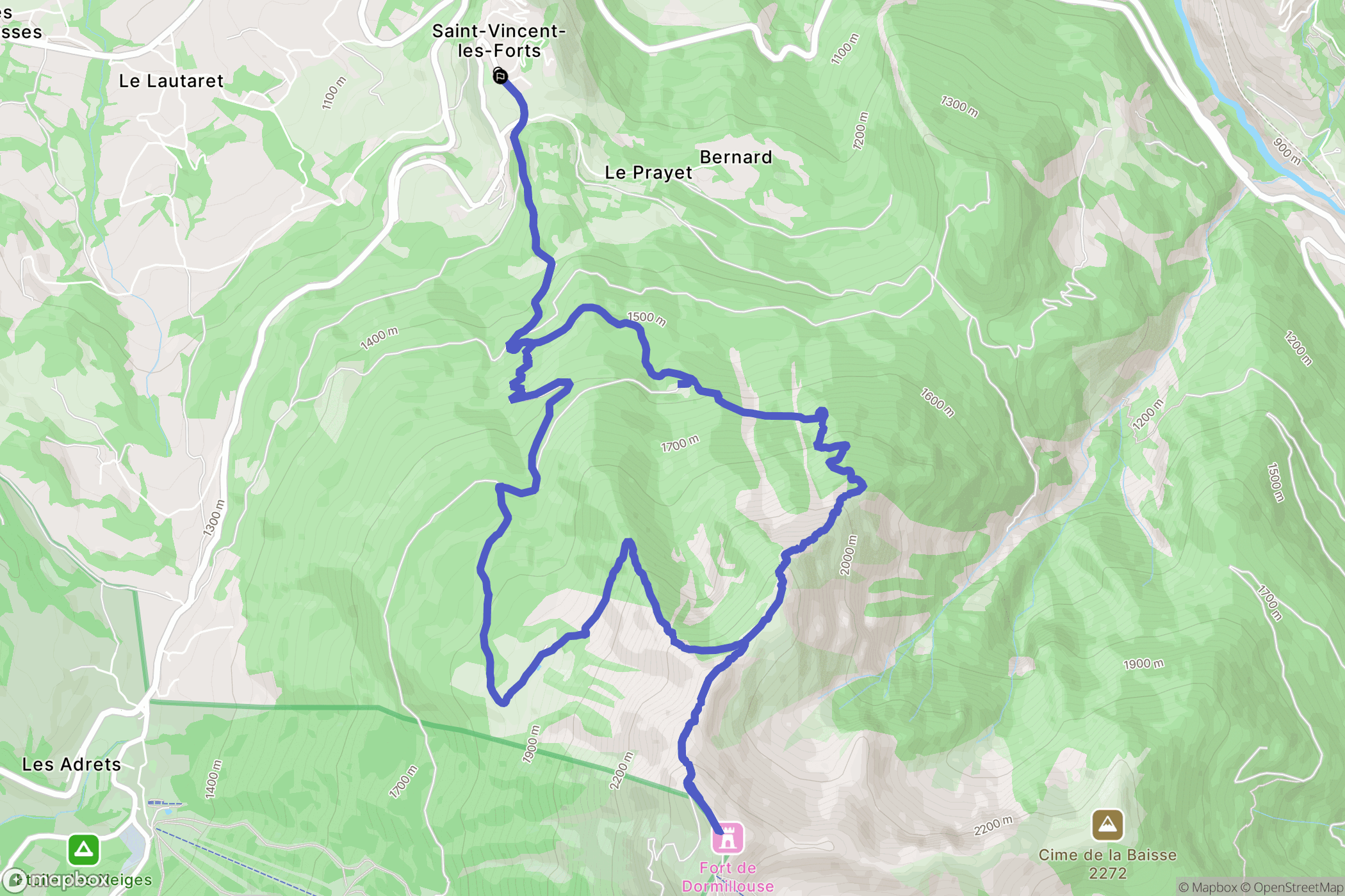 Ubaye-Serre-Ponçon : carte du parcours de randonnée - France