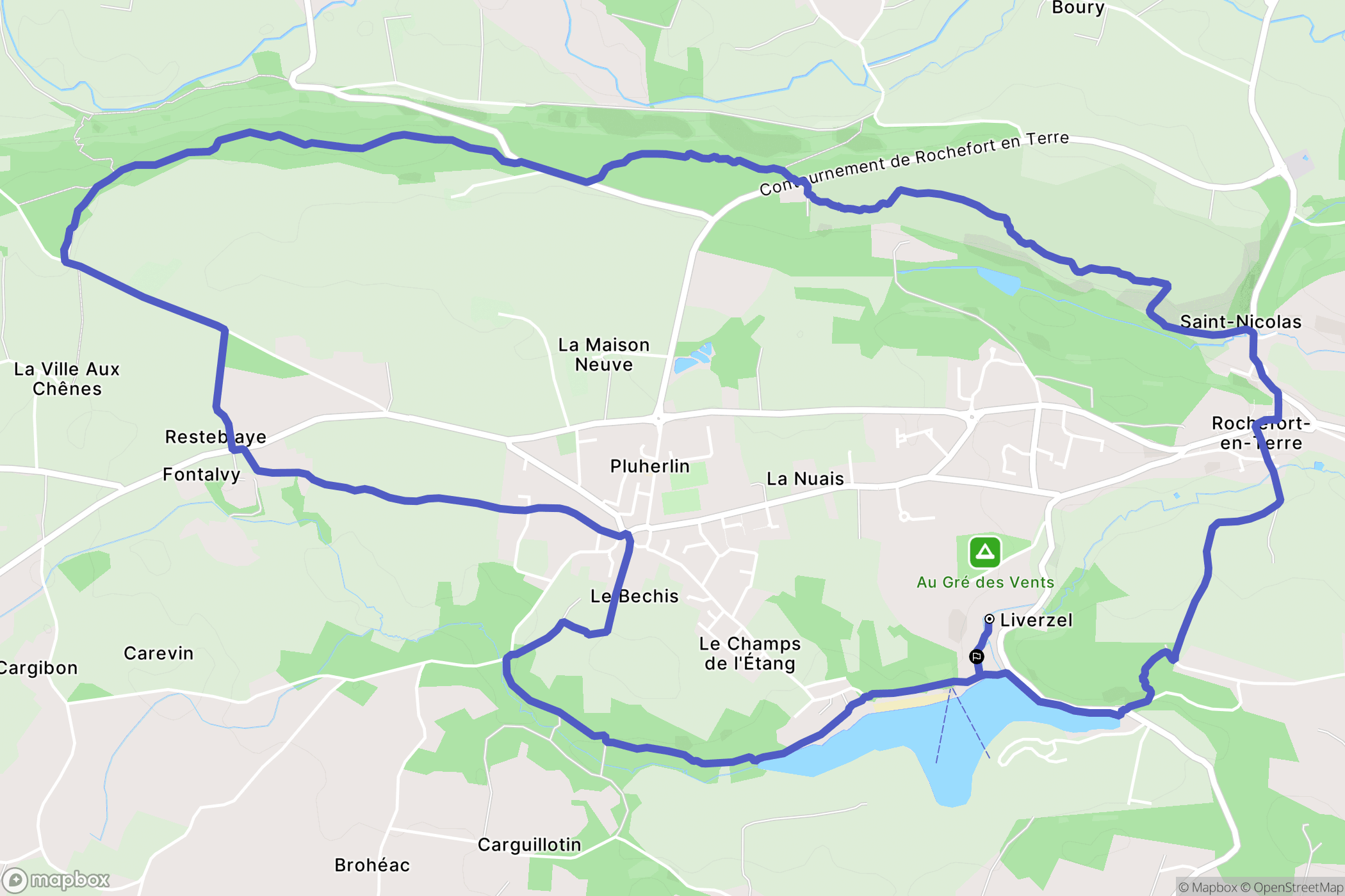 Rochefort-en-Terre : carte du parcours de randonnée - France