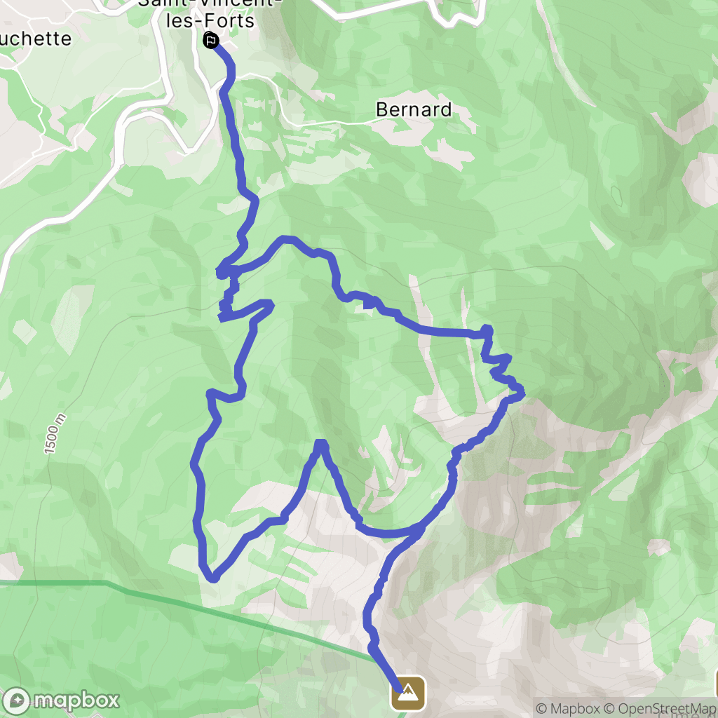 Ubaye-Serre-Ponçon : carte du parcours de randonnée - France