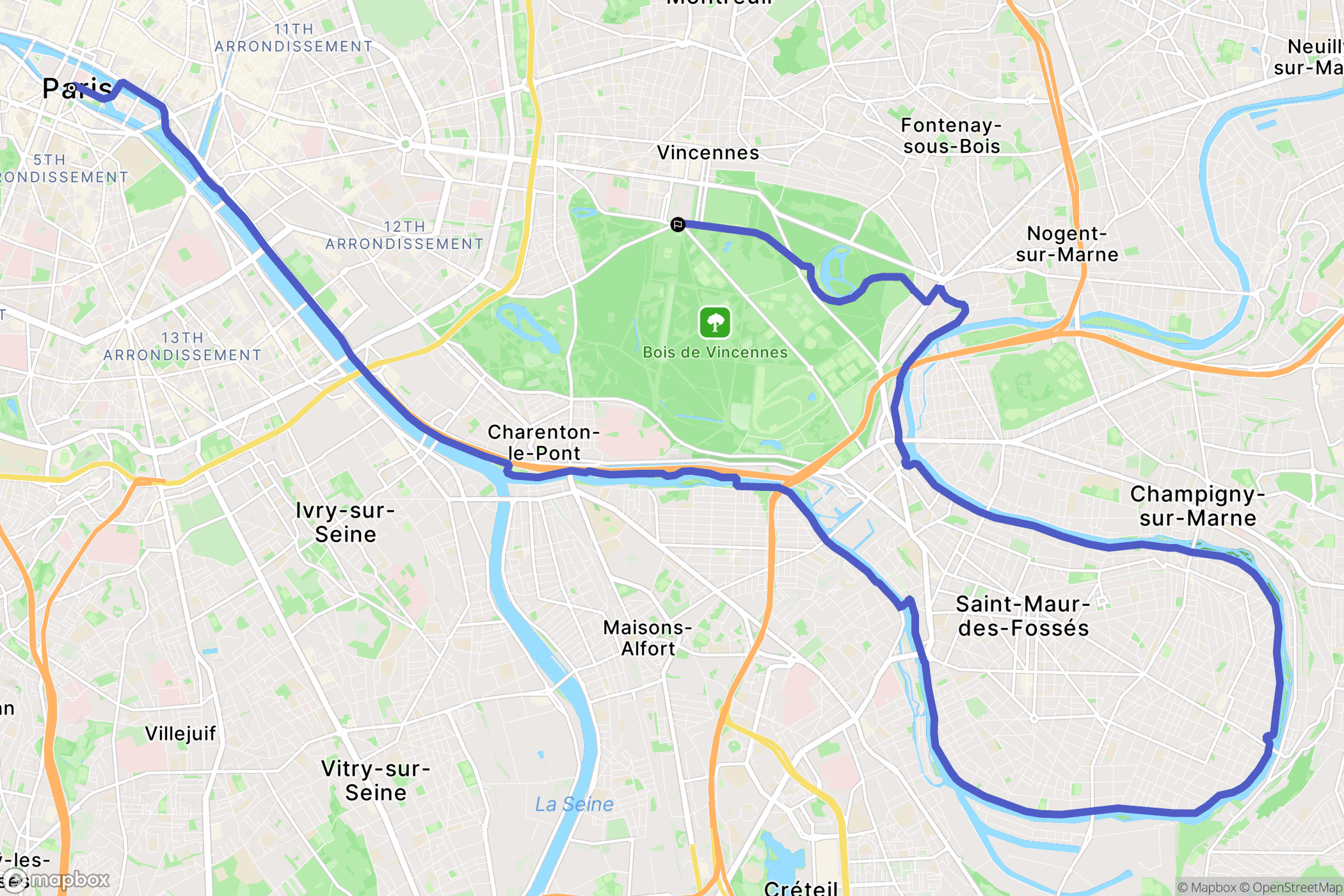 Paris : carte du parcours de randonnée - France