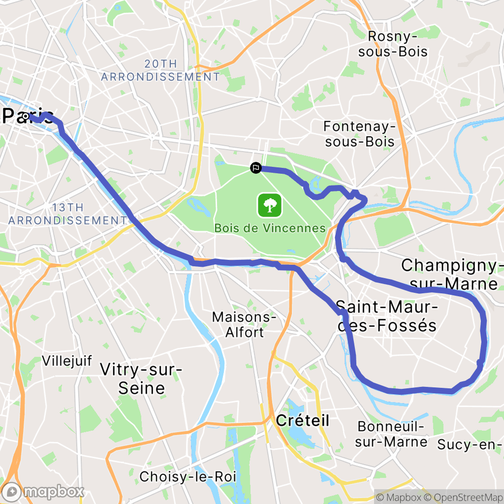 Paris : carte du parcours de randonnée - France
