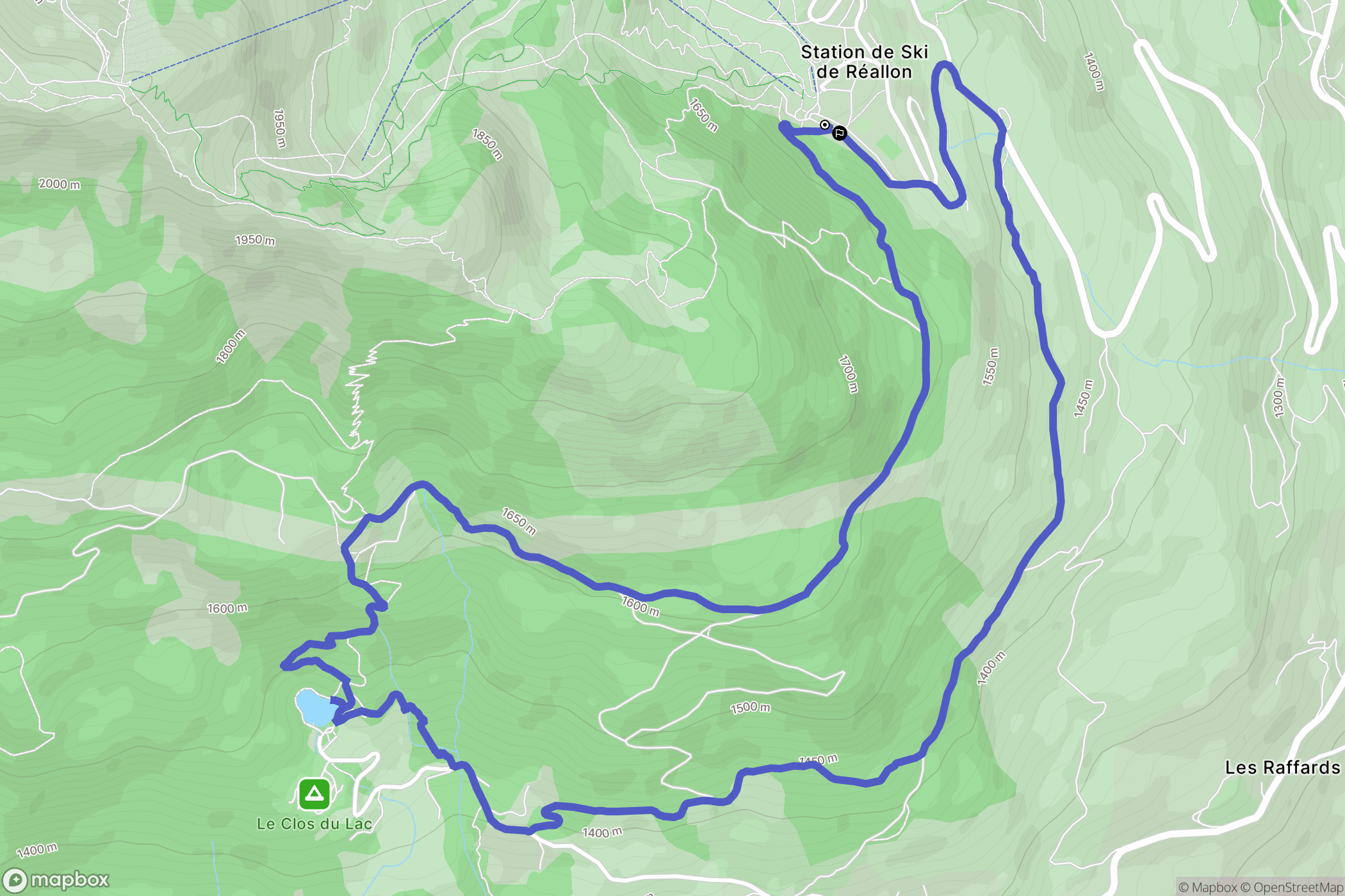 Réallon : carte du parcours de randonnée - France