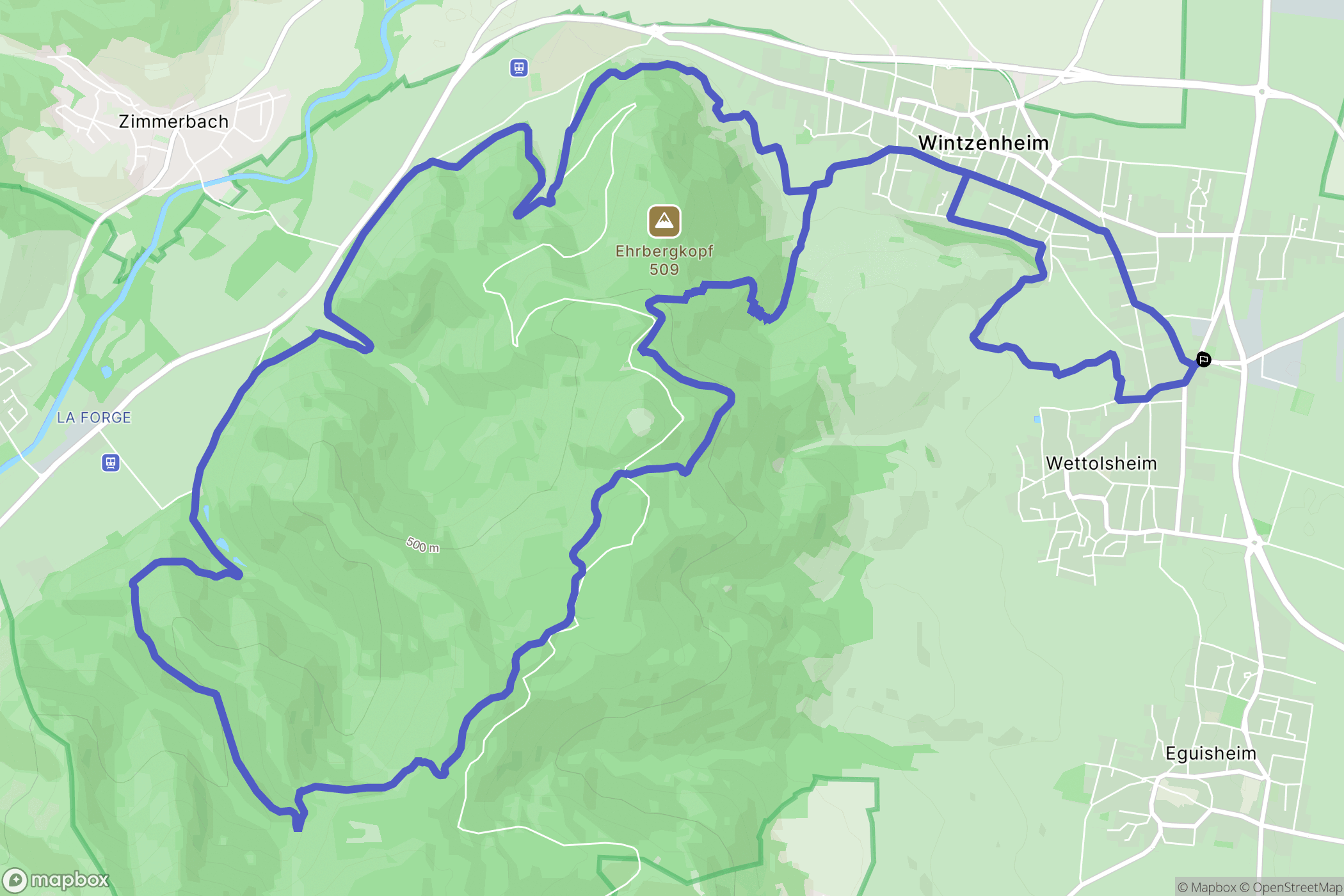 Wettolsheim : carte du parcours de randonnée - France