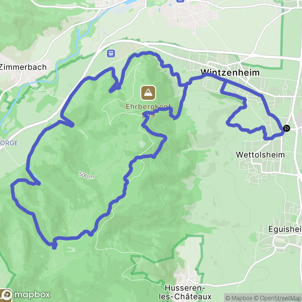 Wettolsheim : carte du parcours de randonnée - France