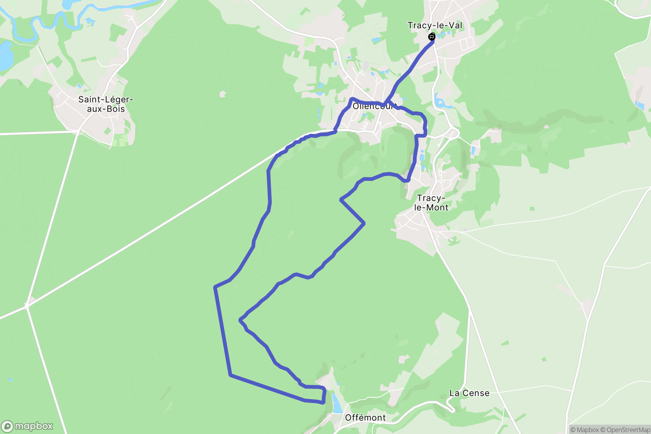 Tracy-le-Val : carte du parcours de randonnée - France