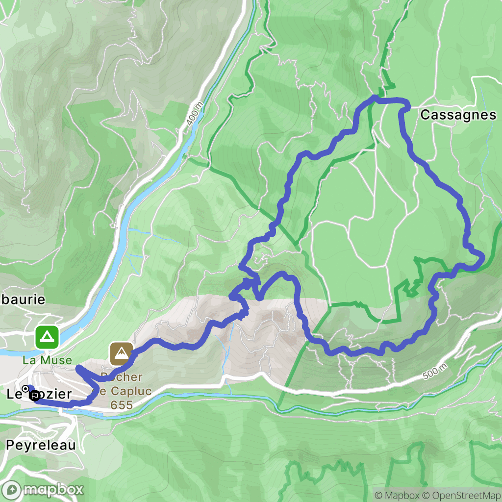 Le Rozier : carte du parcours de randonnée - France