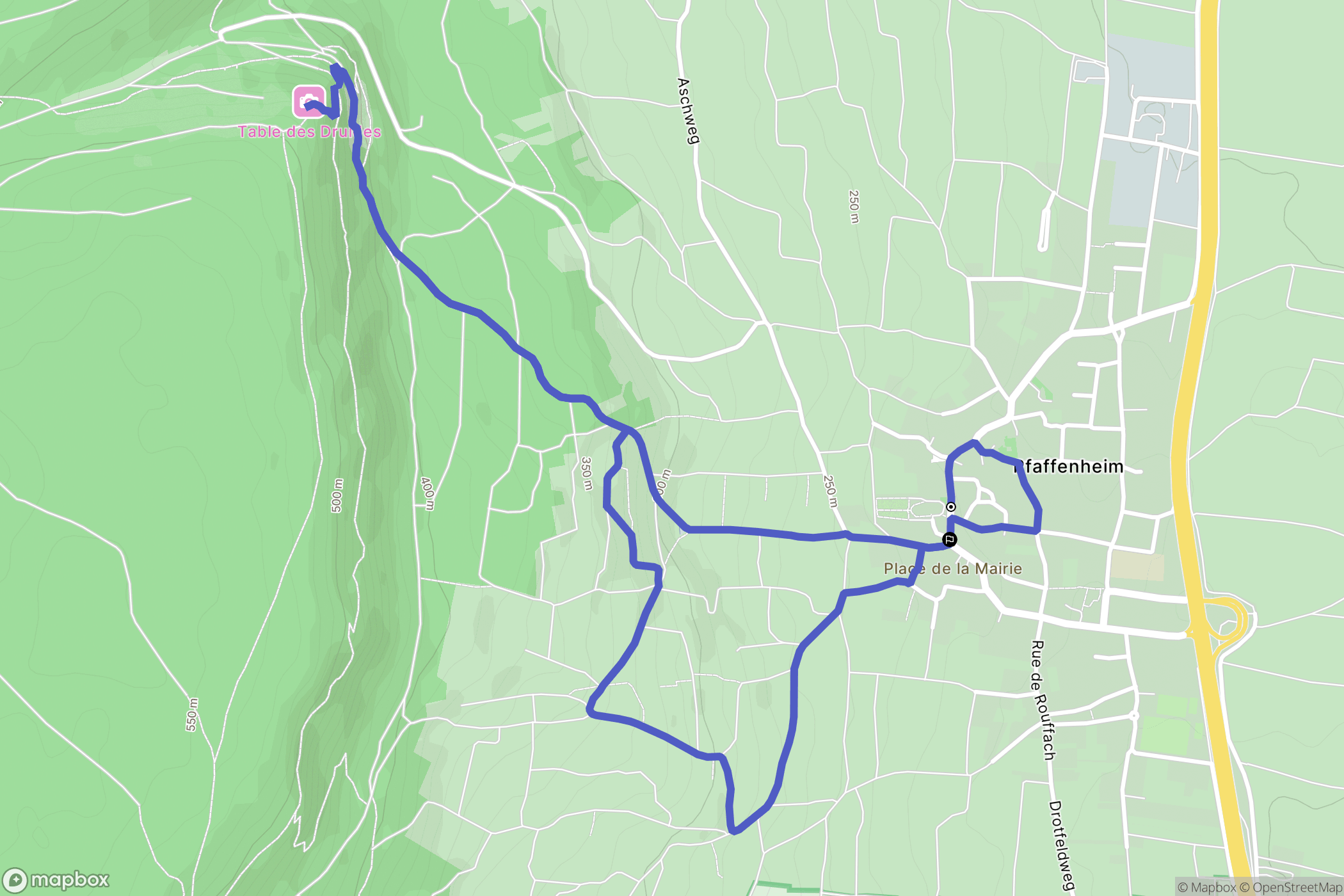 Pfaffenheim : carte du parcours de randonnée - France