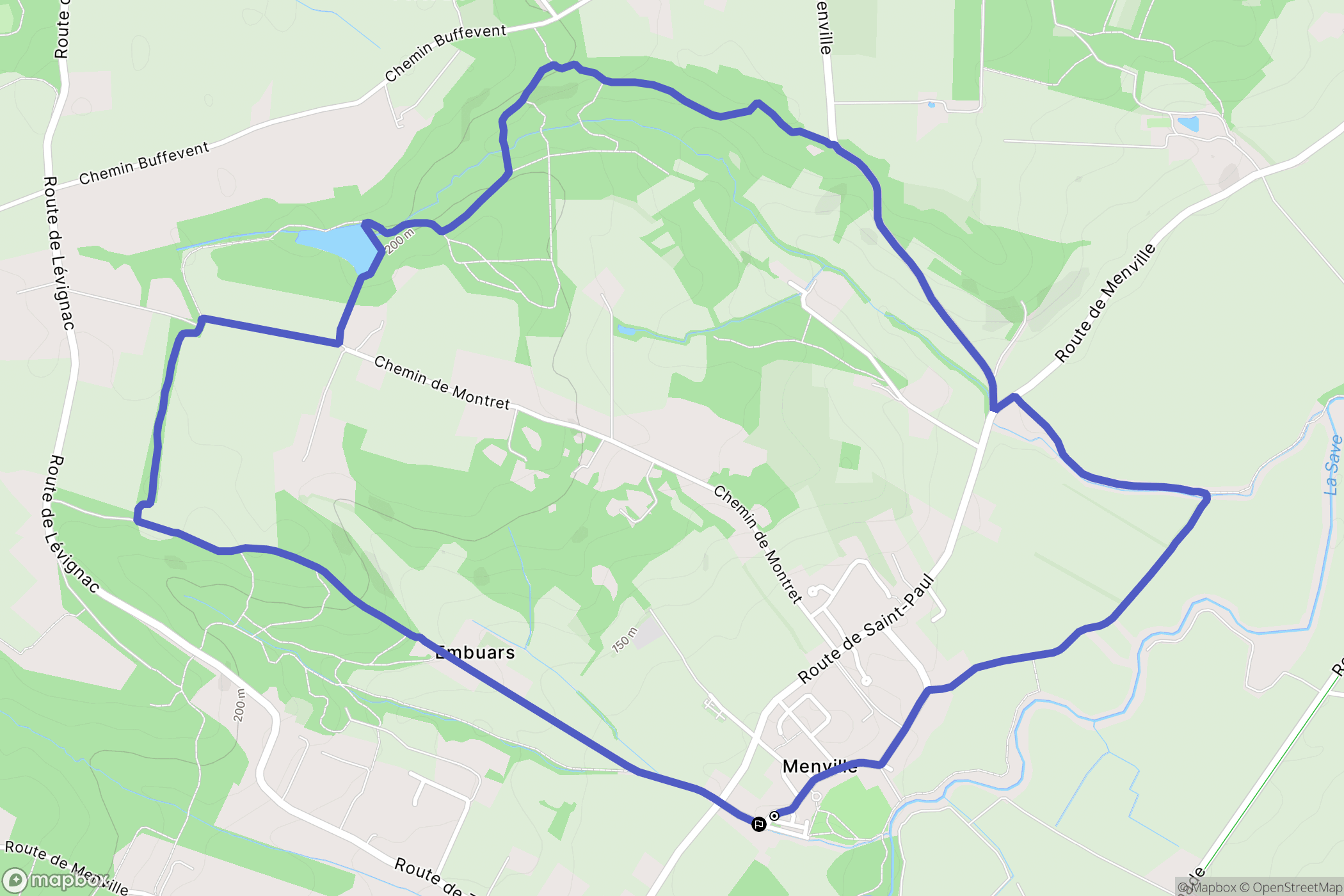 Menville : carte du parcours de randonnée - France