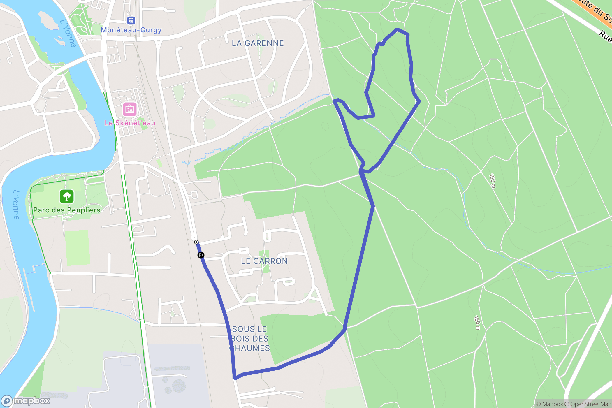 Monéteau : carte du parcours de randonnée - France