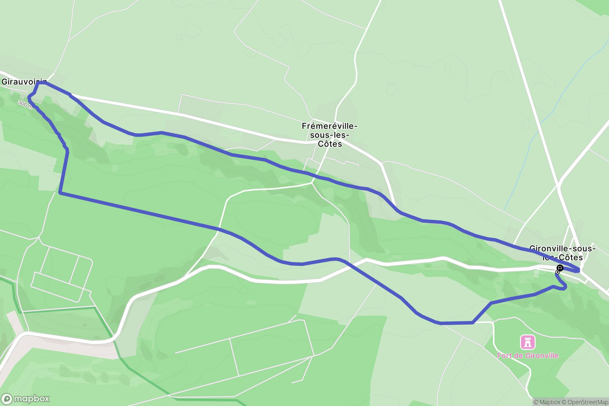 Geville : carte du parcours de randonnée - France