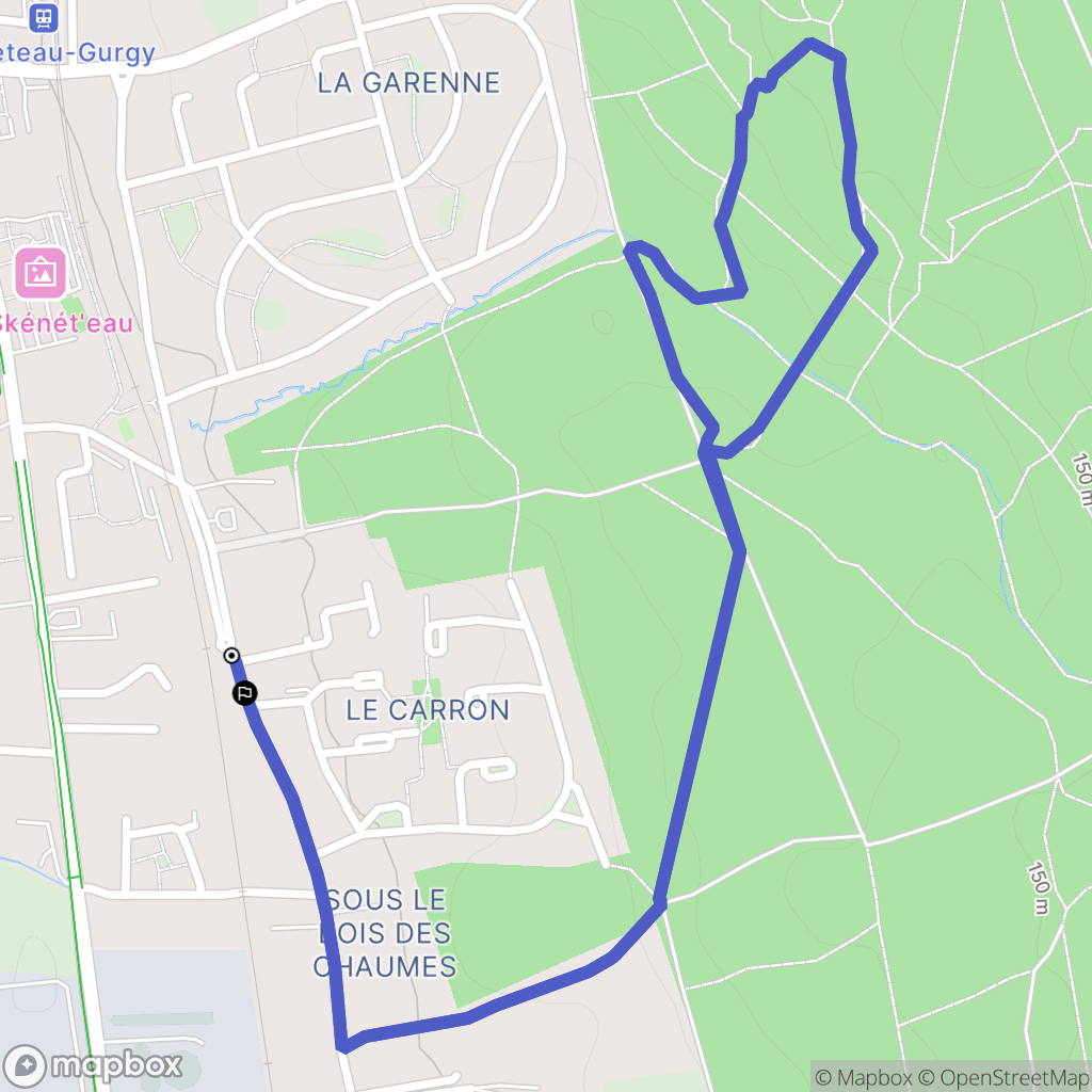 Monéteau : carte du parcours de randonnée - France