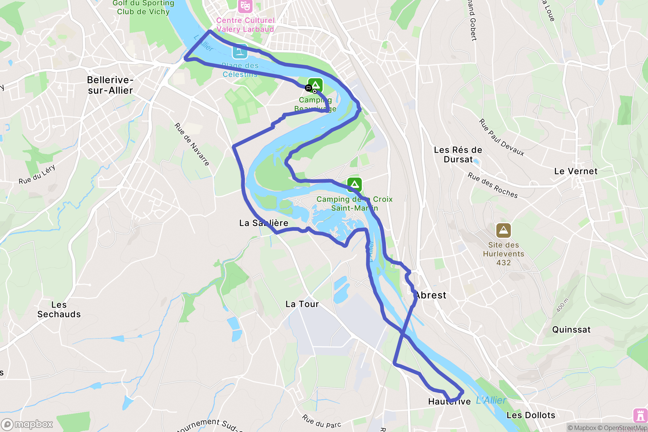 Vichy : carte du parcours de randonnée - France