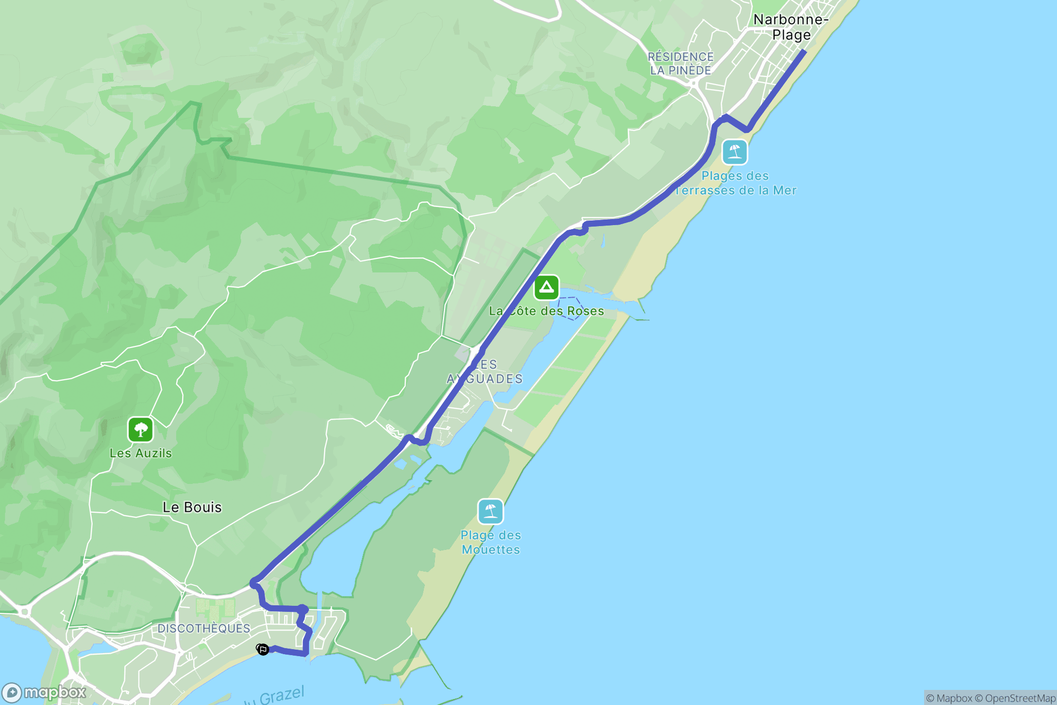 Gruissan : carte du parcours de randonnée - France