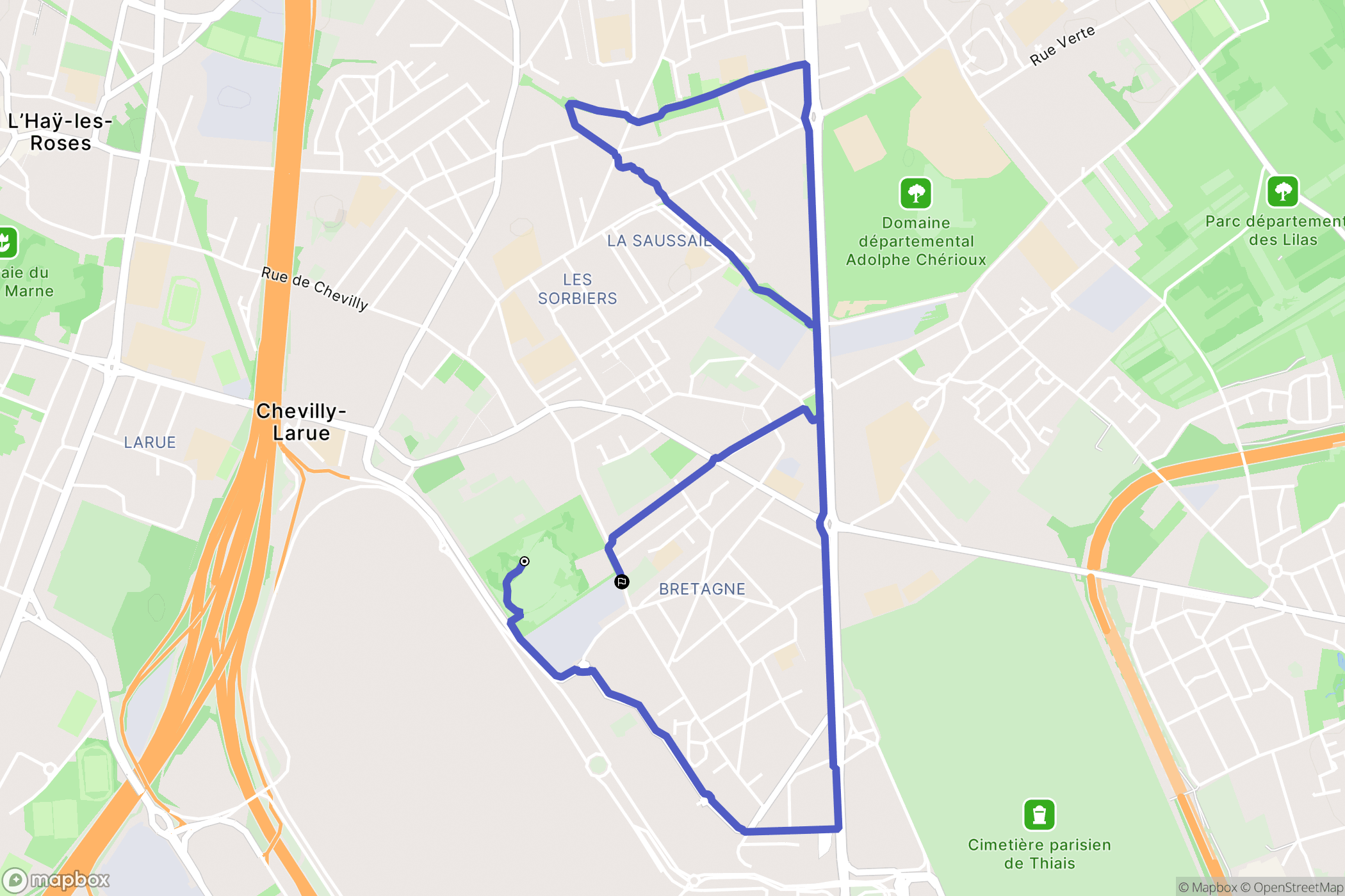 Chevilly Larue : carte du parcours de randonnée - France