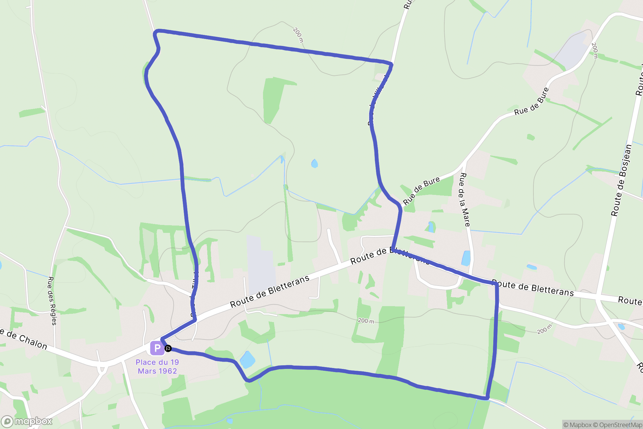 Sens-sur-Seille : carte du parcours de randonnée - France