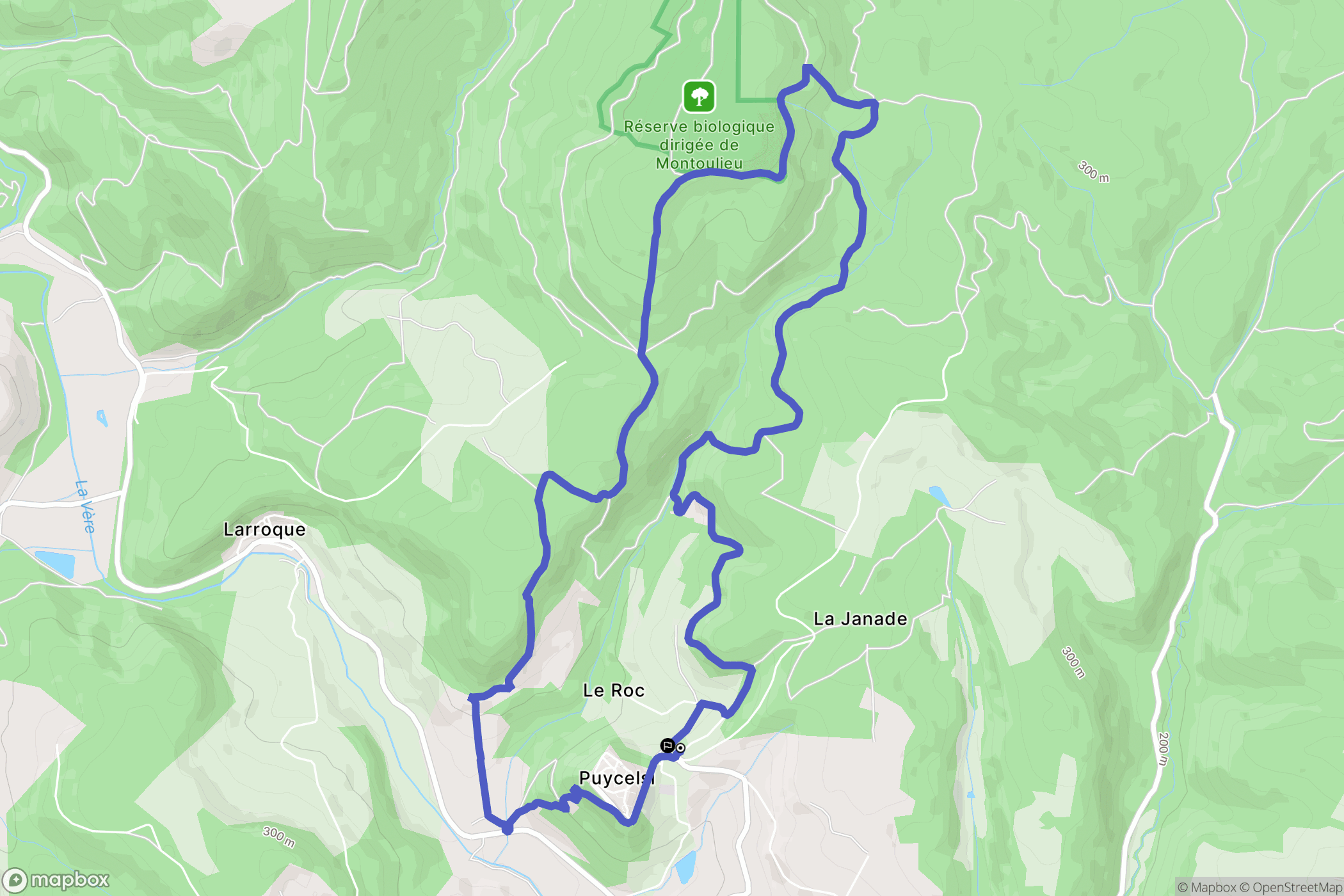 Puycelci : carte du parcours de randonnée - France