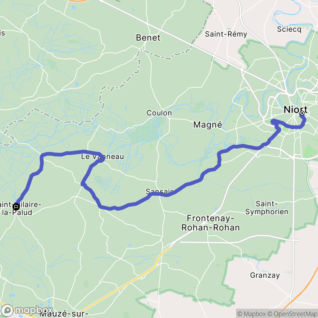 Niort : carte du parcours de randonnée - France