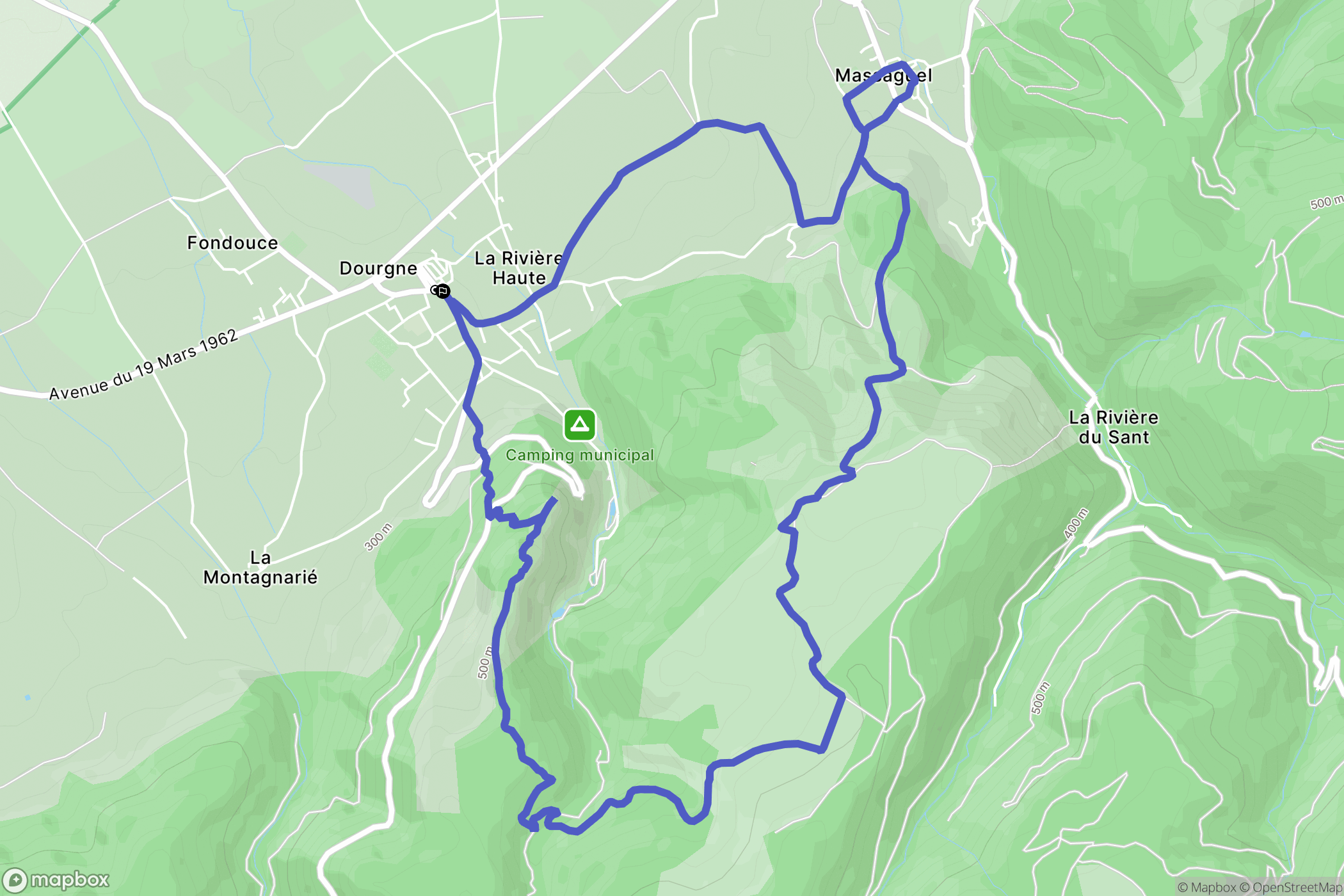 Dourgne : carte du parcours de randonnée - France