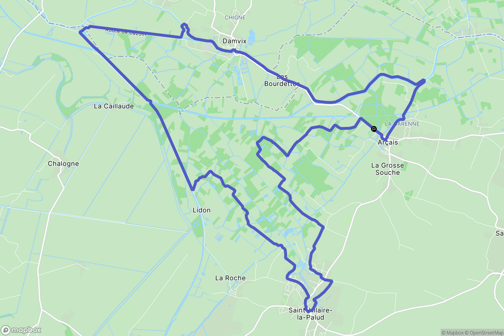 Arçais : carte du parcours de randonnée - France