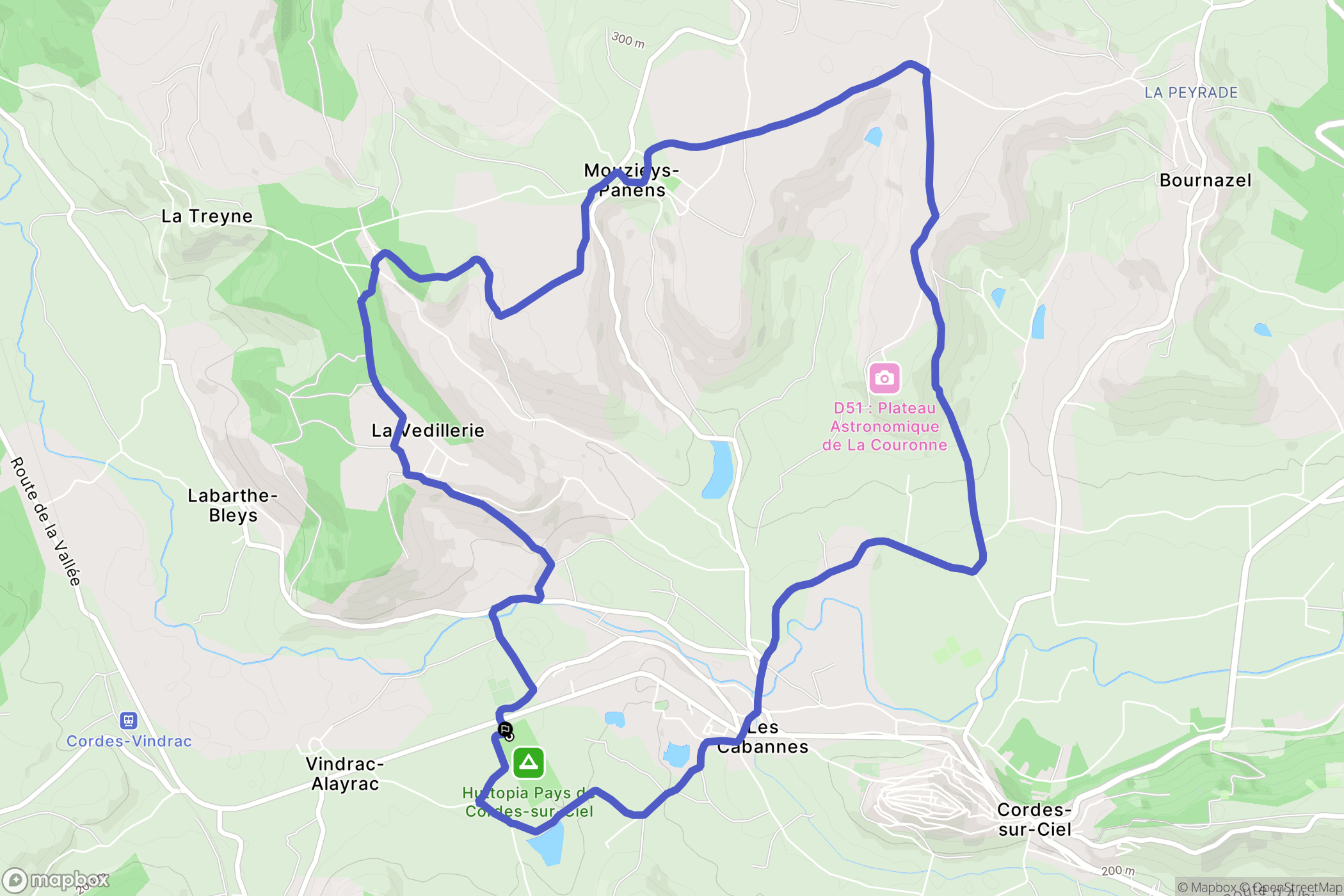 Les Cabannes, Cordes : carte du parcours de randonnée - France