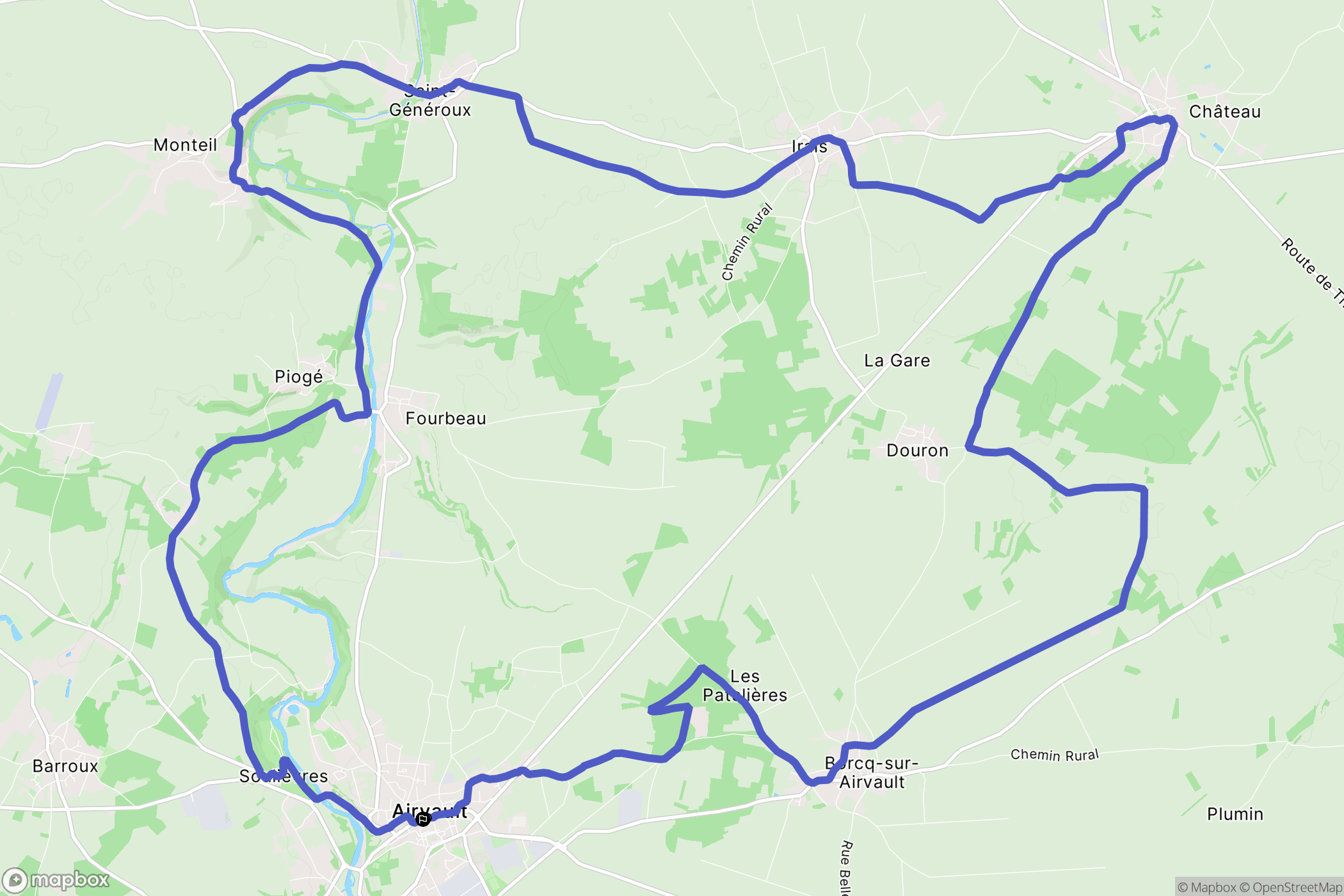 Airvault : carte du parcours de randonnée - France