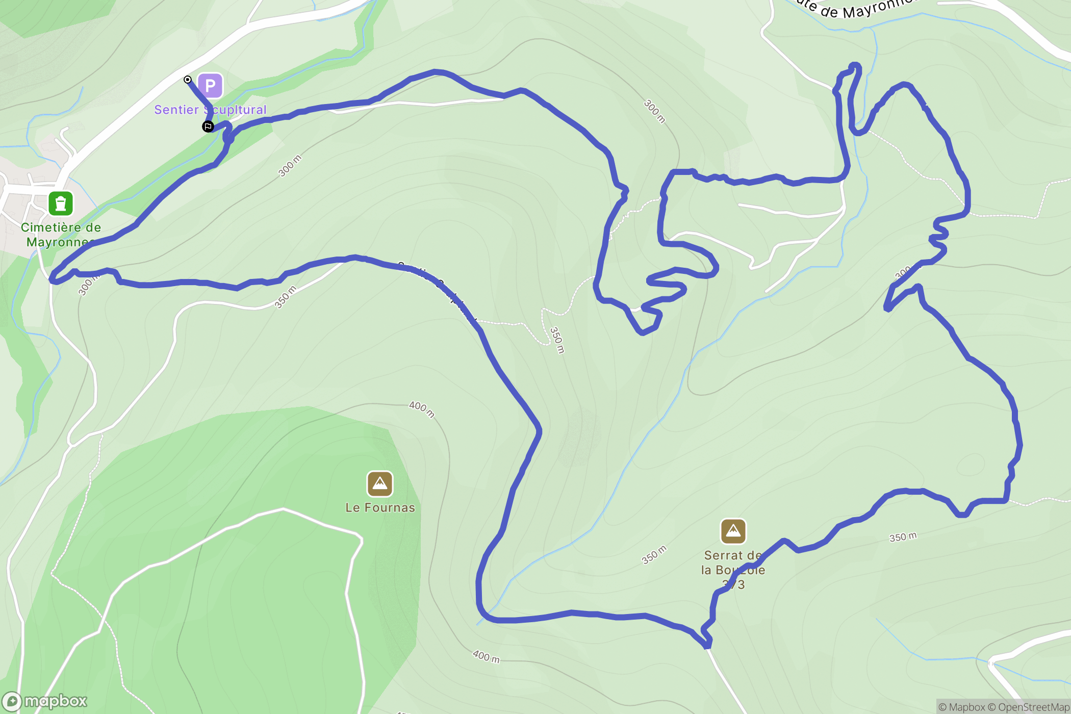 Mayronnes : carte du parcours de randonnée - France