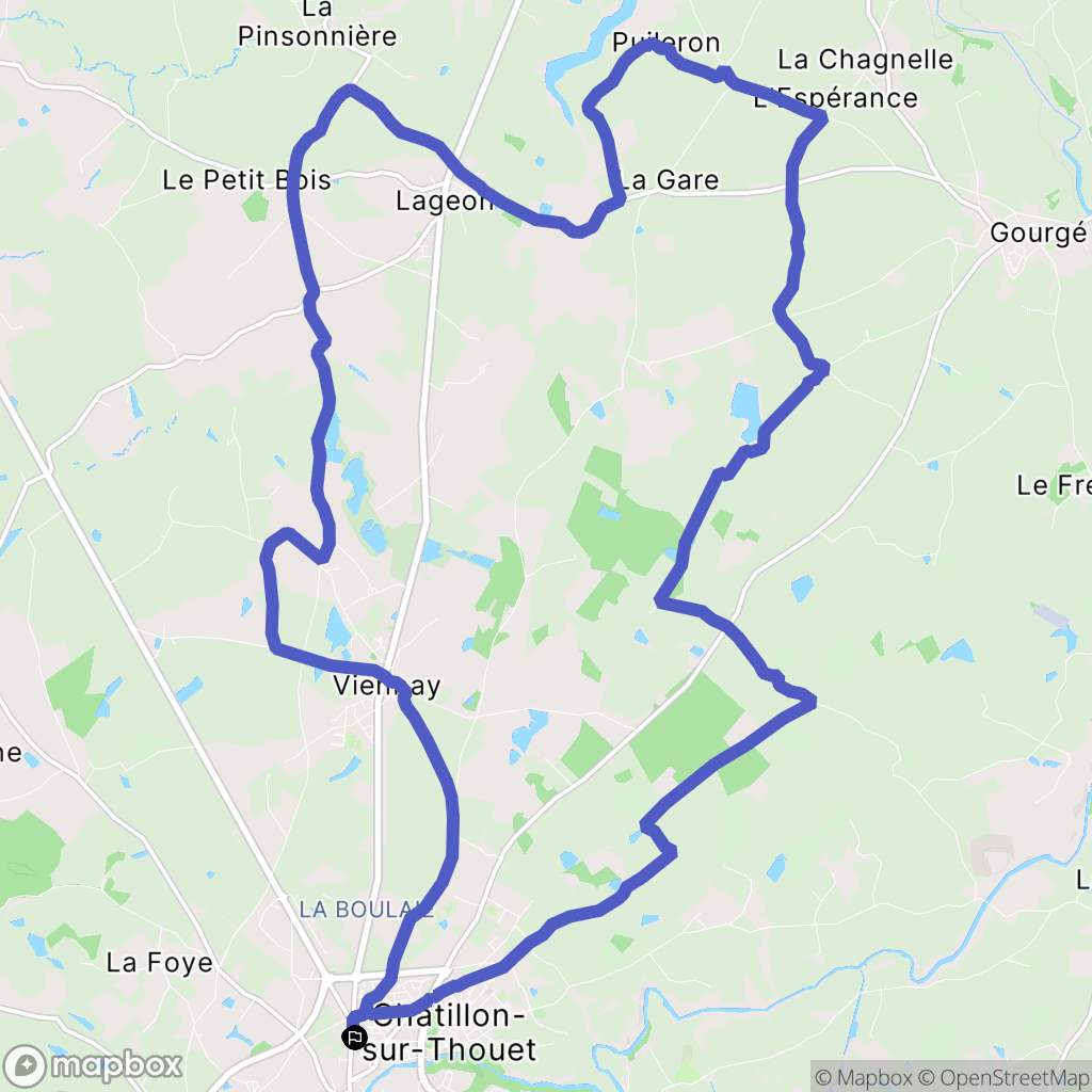 Châtillon-sur-Thouet : carte du parcours de randonnée - France