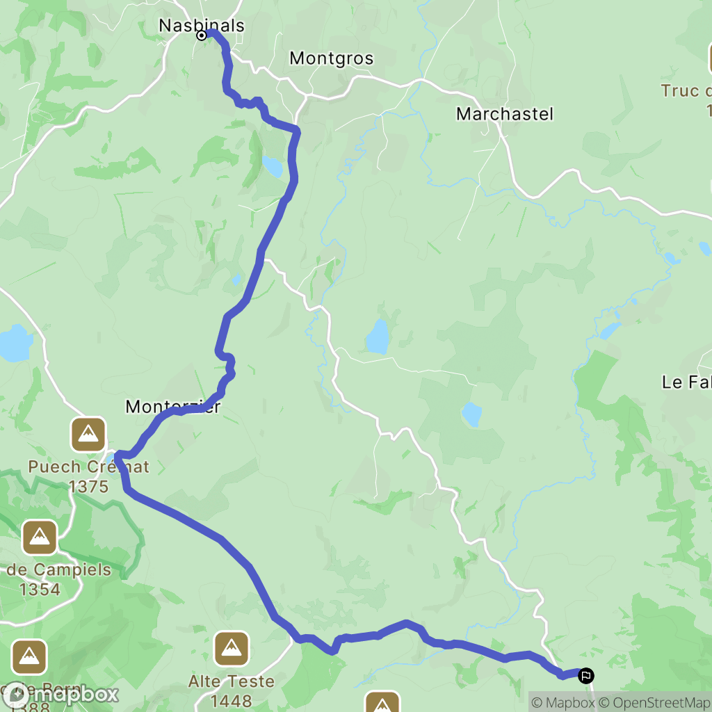 Nasbinals : carte du parcours de randonnée - France