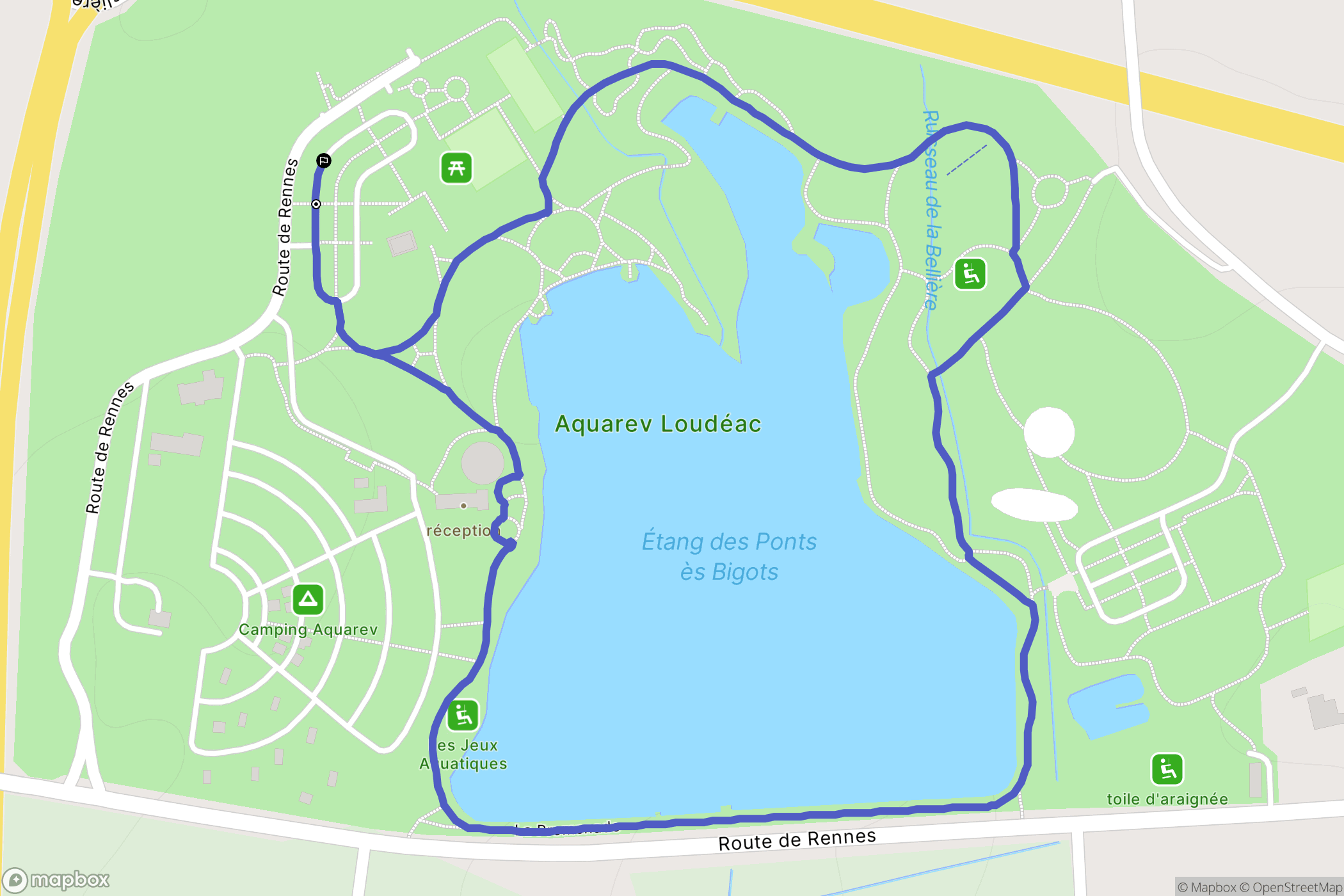 Loudéac : carte du parcours de randonnée - France