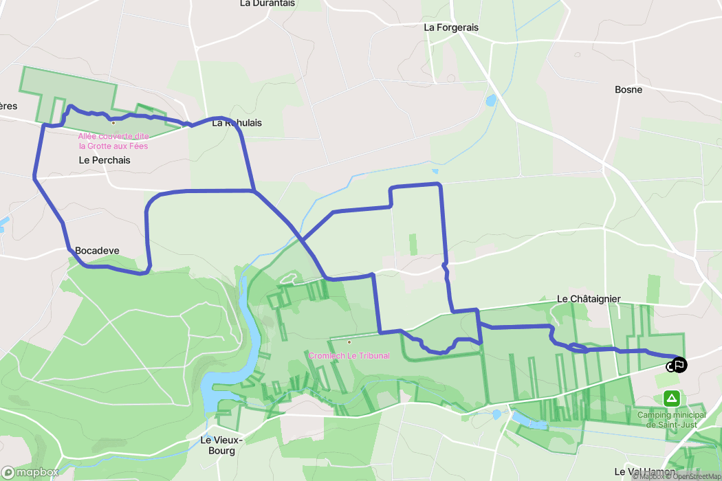 Saint-Just : carte du parcours de randonnée - France
