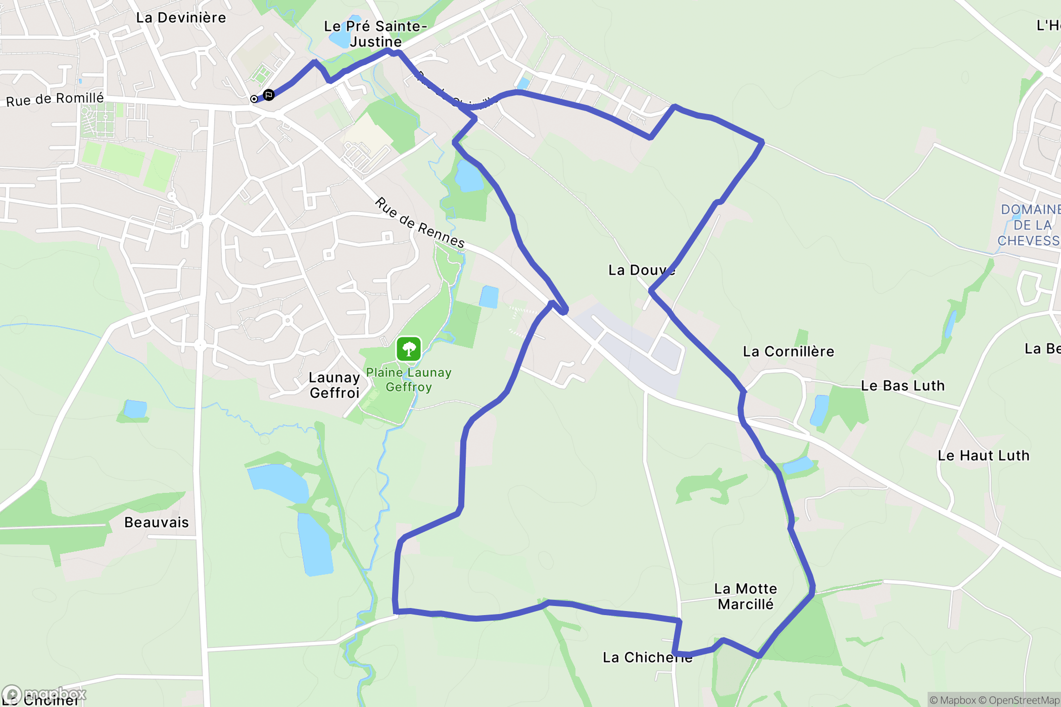 Gévezé : carte du parcours de randonnée - France