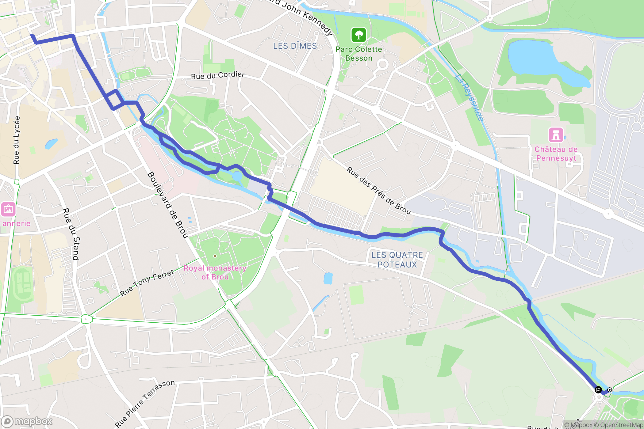 Bourg-en-Bresse : carte du parcours de randonnée - France