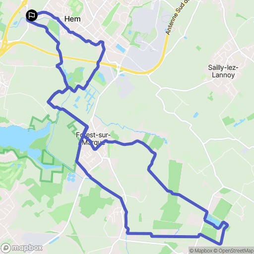 Hem : carte du parcours de randonnée - France
