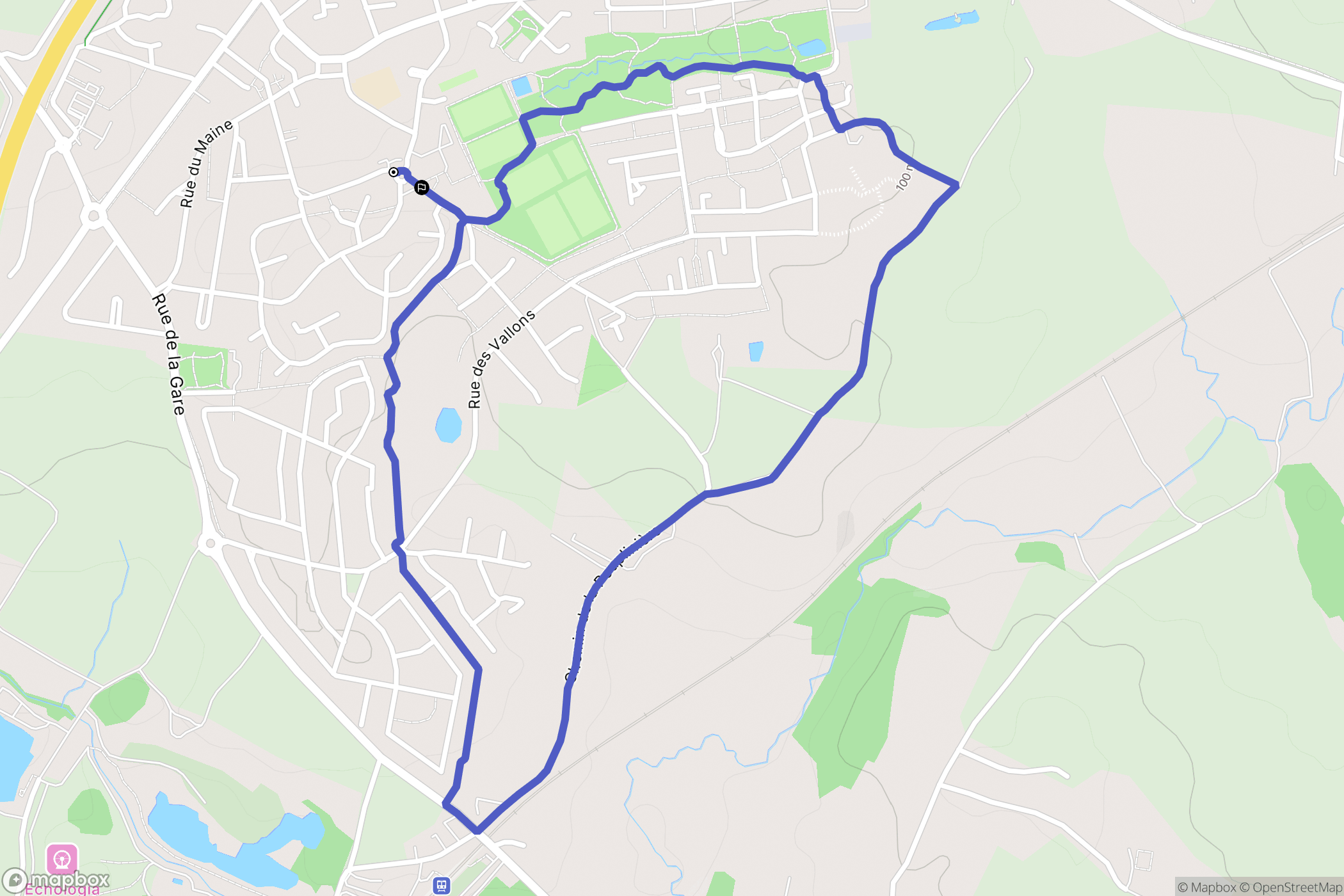 Louverné : carte du parcours de randonnée - France