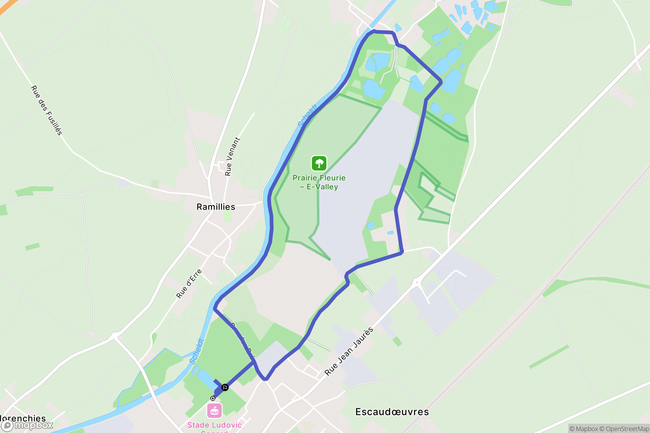 Escaudœuvres : carte du parcours de randonnée - France
