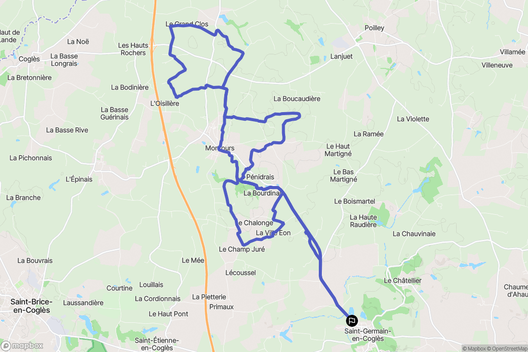 Saint-Germain-en-Coglès : carte du parcours de randonnée - France