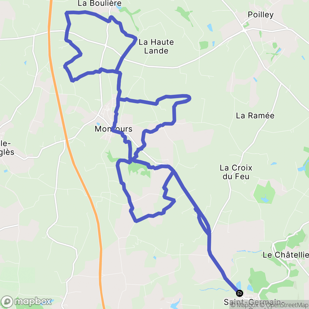 Saint-Germain-en-Coglès : carte du parcours de randonnée - France