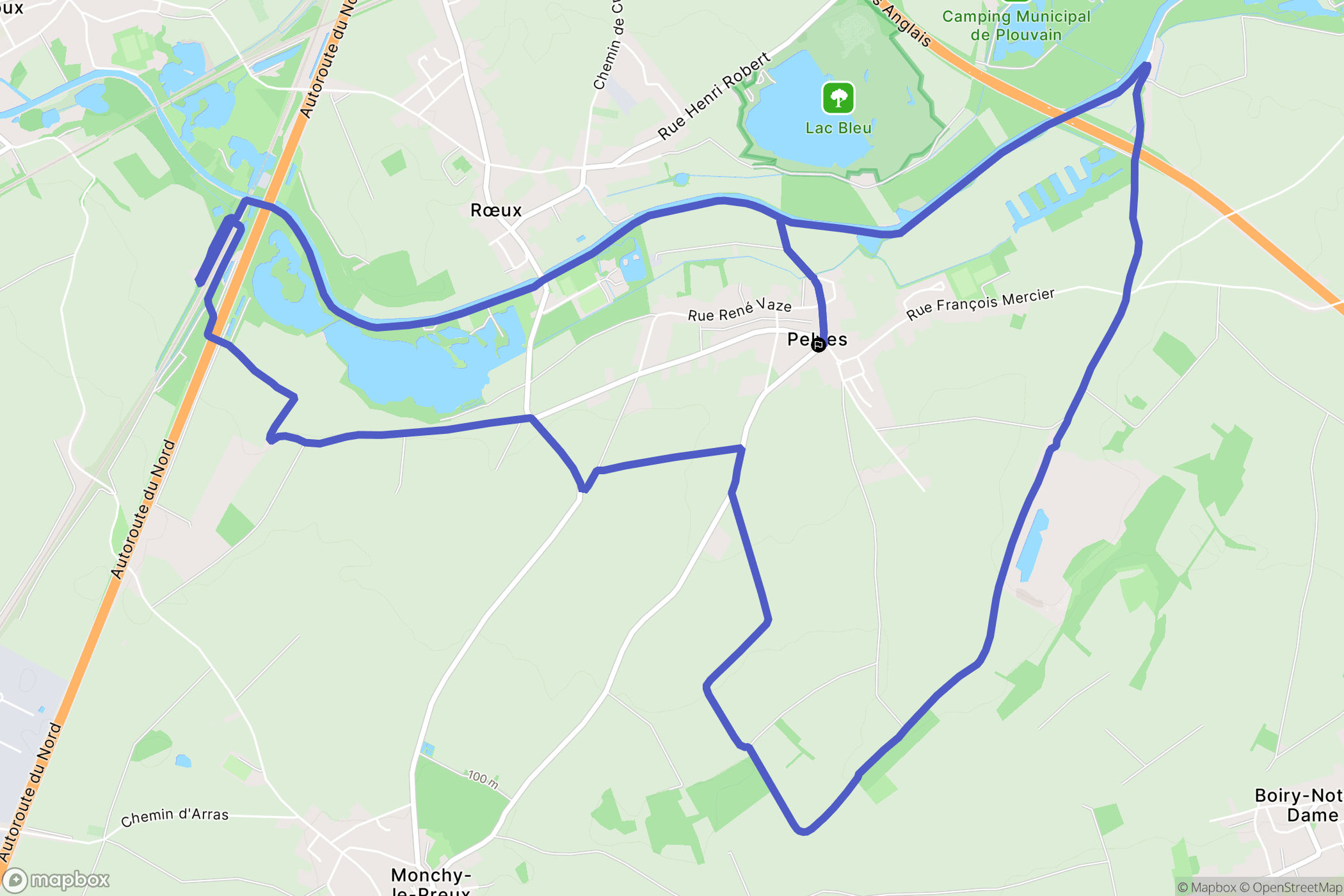 Pelves : carte du parcours de randonnée - France